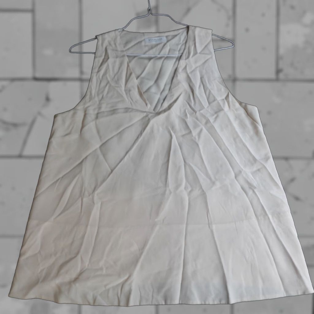 Everlane Everlane Women's Tank 14 Beige Ivory Pink Solid 100% Silk Sleeveless V-Neck Short Pullover Casual Size XL / US 12-14 / IT 48-50 - 1 Thumbnail