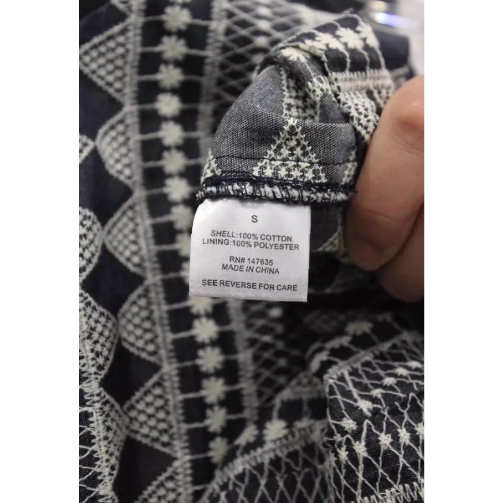Vintage NEW NWT Women Romeo+Juliet Romper Gray & Navy Geo Pattern Textured Cutout Size S Size 28" / US 6 / IT 42 - 3 Thumbnail