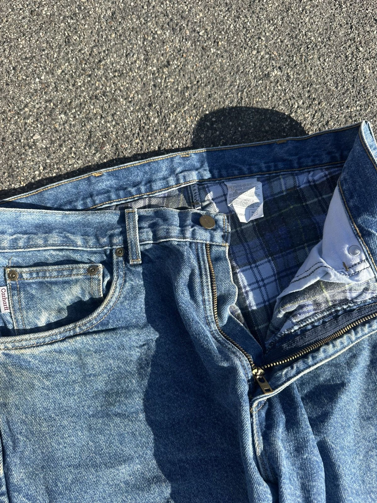 Carhartt Flannel insulated heavy Carhartt blue denim jeans size 33/30 Size US 33 - 2 Thumbnail