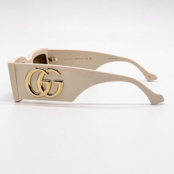 Gucci NEW GUCCI GG1425S 004 RECTANGLE BEIGE BROWN WOMEN SUNGLASSES Size ONE SIZE - 8 Thumbnail