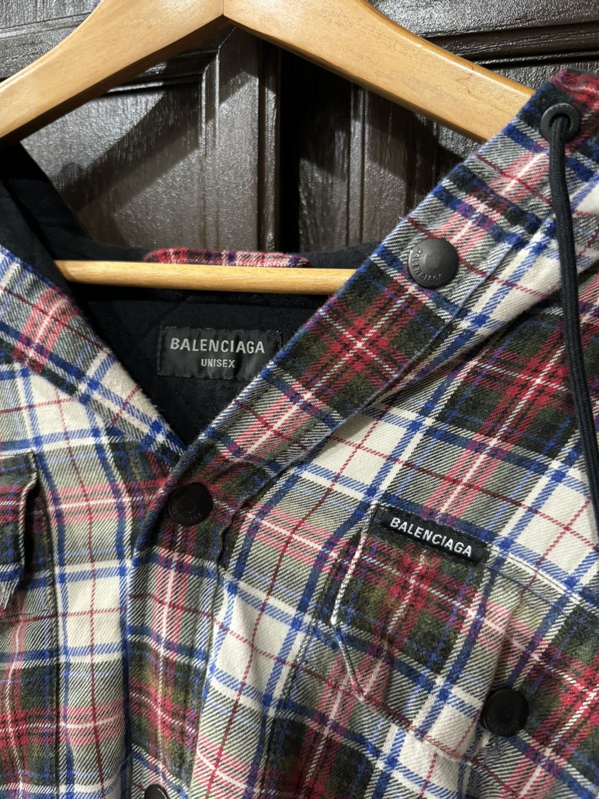 Balenciaga Hooded Flannel Jacket Size US L / EU 52-54 / 3 - 3 Thumbnail