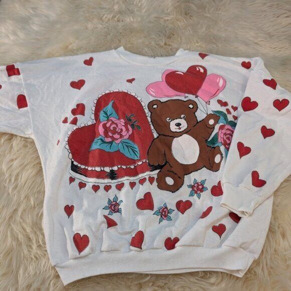 Vintage Vintage Sweet Hearts Teddy Bear Crewneck Sweater Size Medium Size M / US 6-8 / IT 42-44 - 1 Thumbnail