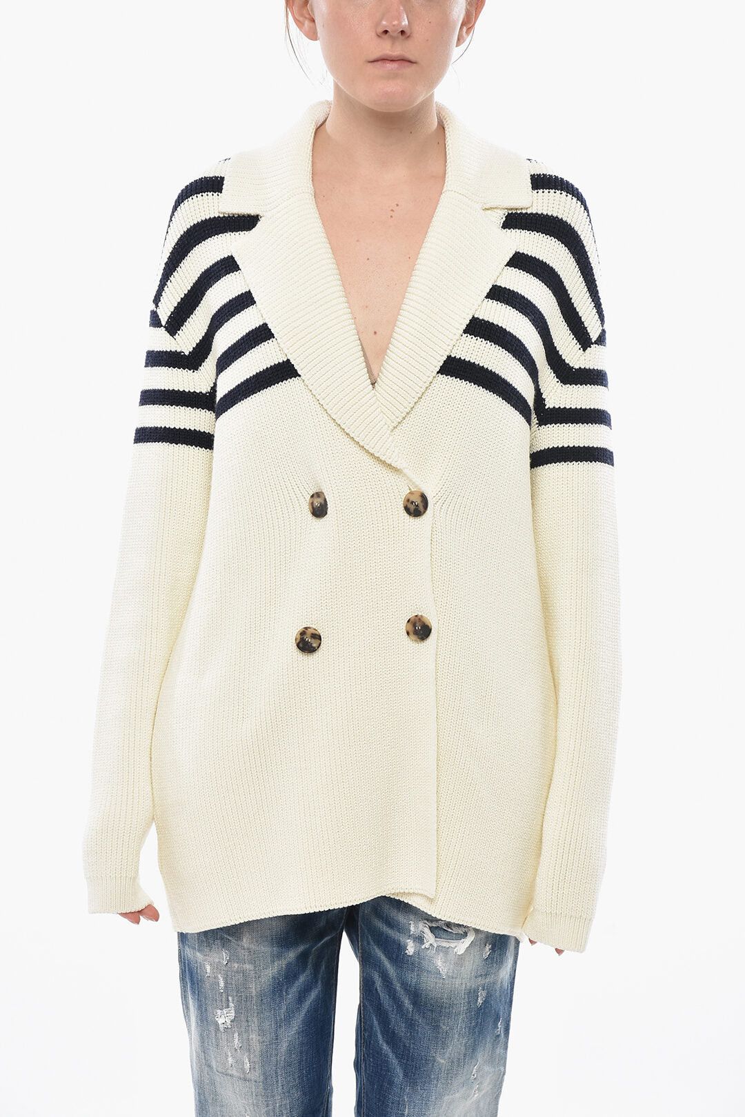 Givenchy Cotton-Blend Double-Breasted Cardigan with Stripe Detail Size S / US 4 / IT 40 - 1 Thumbnail