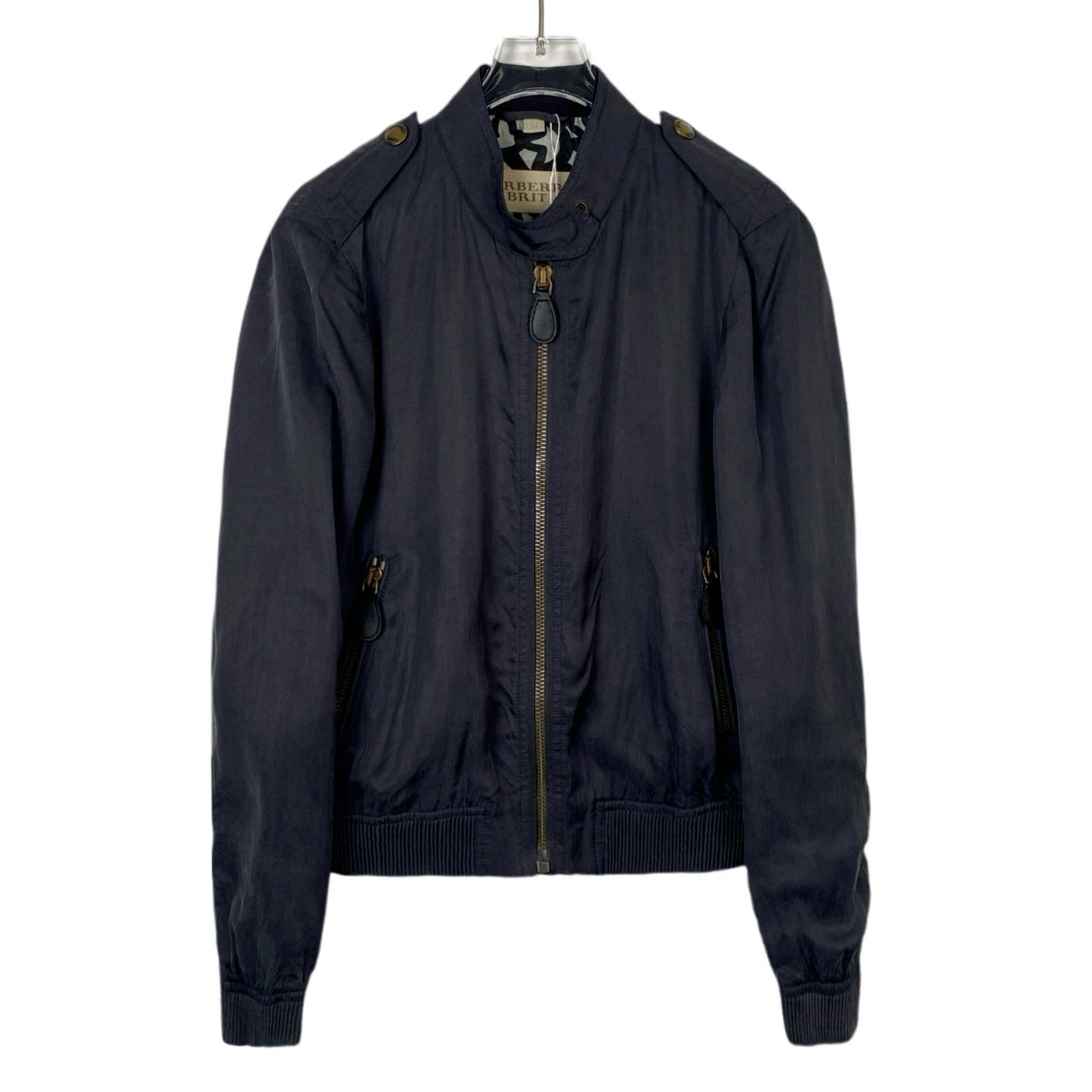 Burberry Brit Black Zipper Jacket M Stand-Up Collar Cotton B
