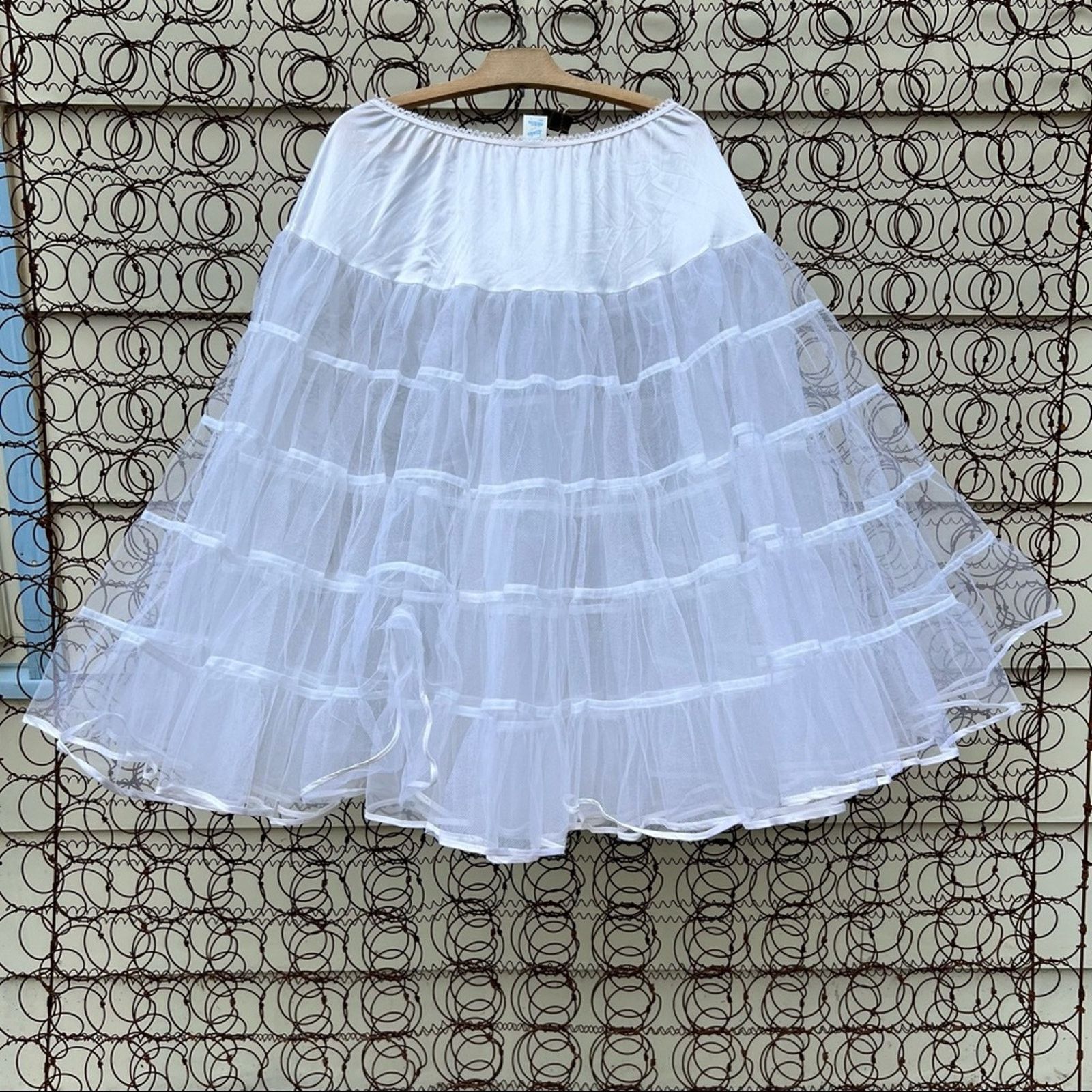 image of Vintage Malco Modes White Tiered Petticoat Crinoline Square Dance, Women's (Size 30)