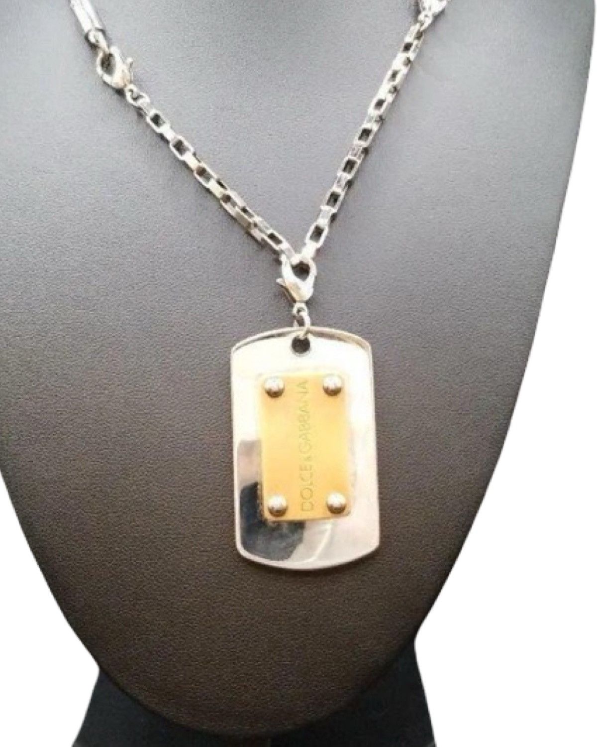 Dolce & Gabbana Two Tone Plated Dog Tag Pendant Necklace Size ONE SIZE - 2 Thumbnail