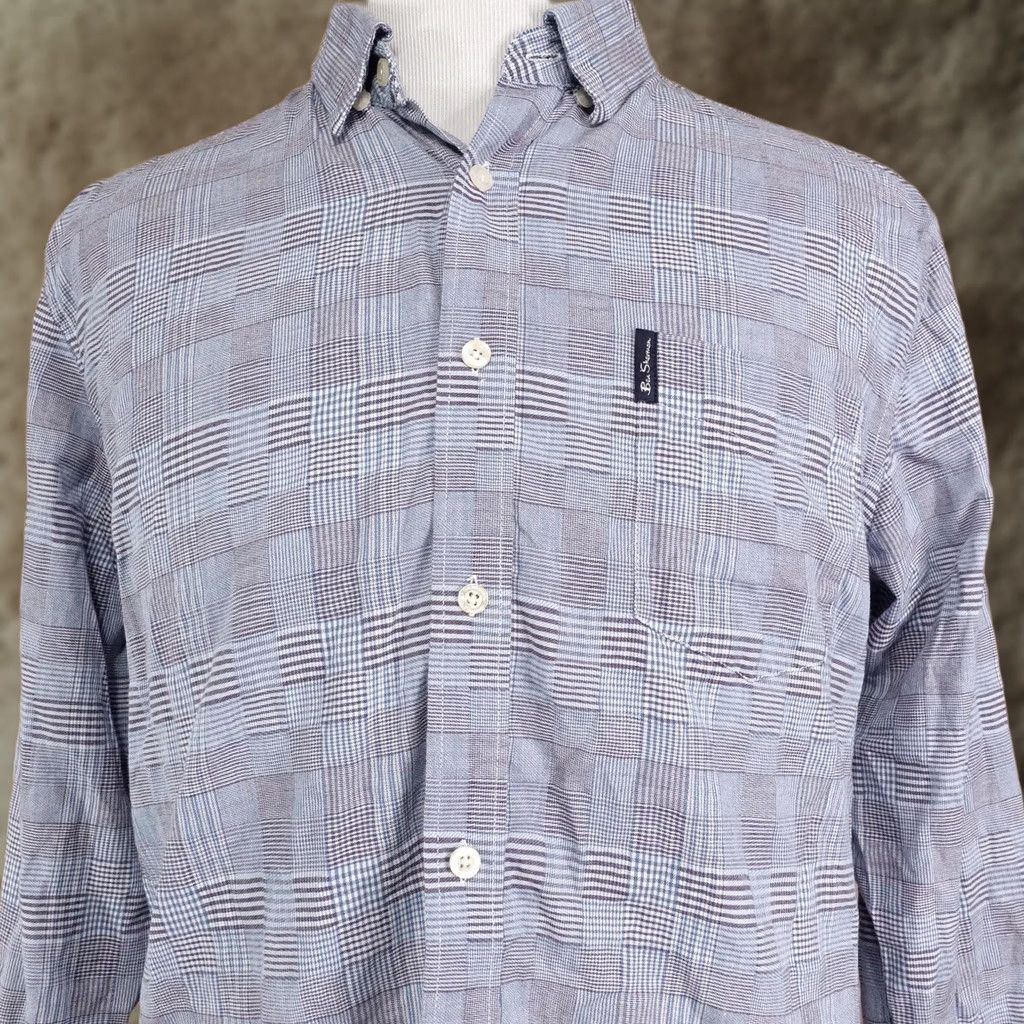 Ben Sherman Ben Sherman Shirt Mens XL Blue Plaid Long Sleeve Button-Up Regular Fit Size US XL / EU 56 / 4 - 1 Thumbnail