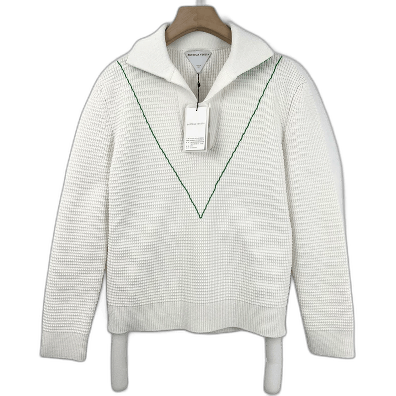 Bottega Veneta Bottega Veneta White Green Striped Knit Sweater Size M / US 6-8 / IT 42-44 - 1 Thumbnail