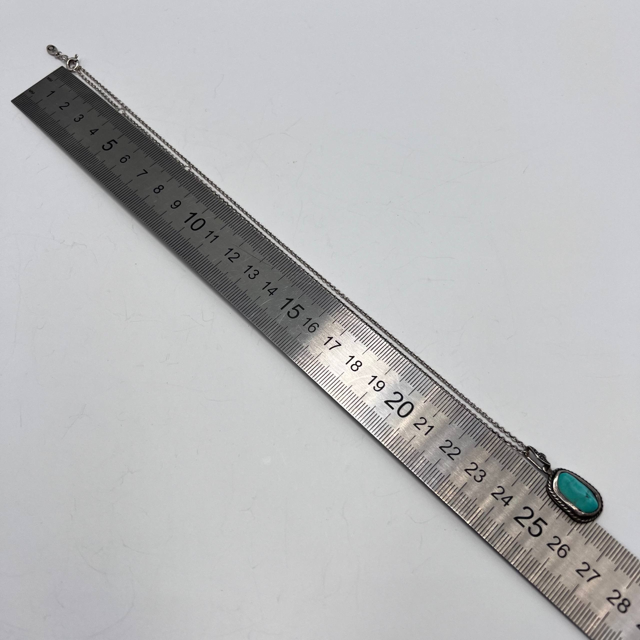 Vintage Vintage Sterling Silver 925 Turquoise Pendant Necklace Size ONE SIZE - 7 Thumbnail