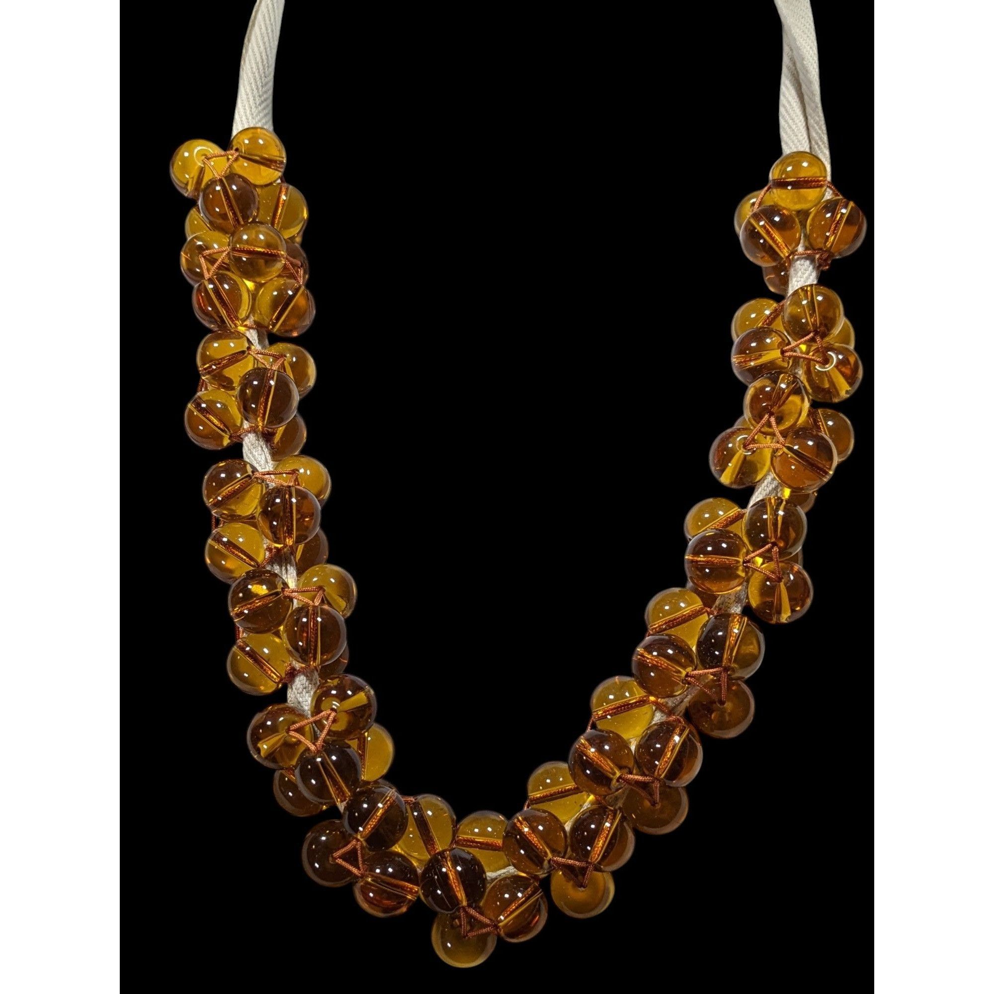 Other Vintage Honey Glass Marble Beaded Tie On Necklace Size ONE SIZE - 2 Thumbnail