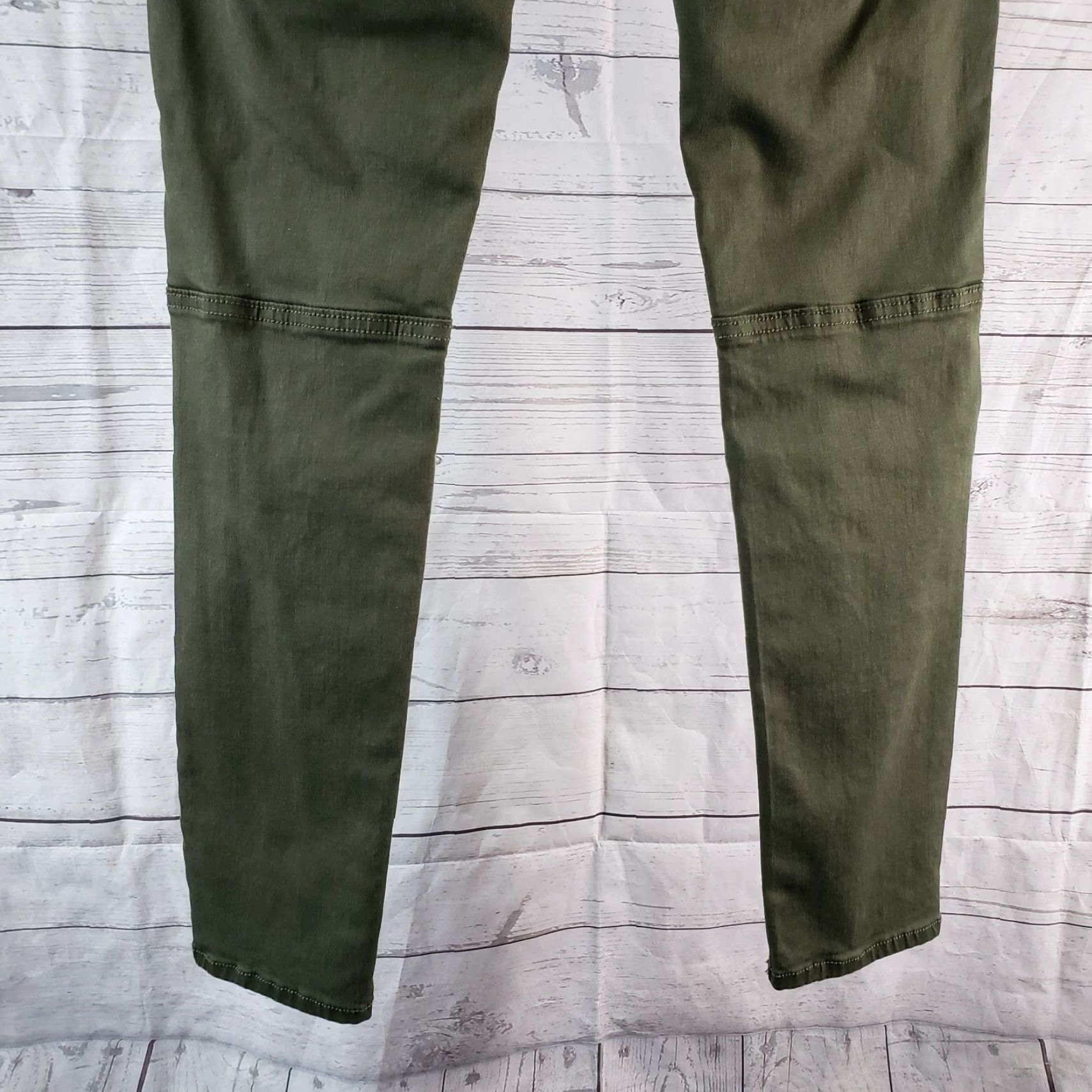 Vintage Warp + Weet JFK New York City Skinny Pants Sz 29 Green Mid Rise Womens Tencel Blend Pants Size 29" - 5 Thumbnail