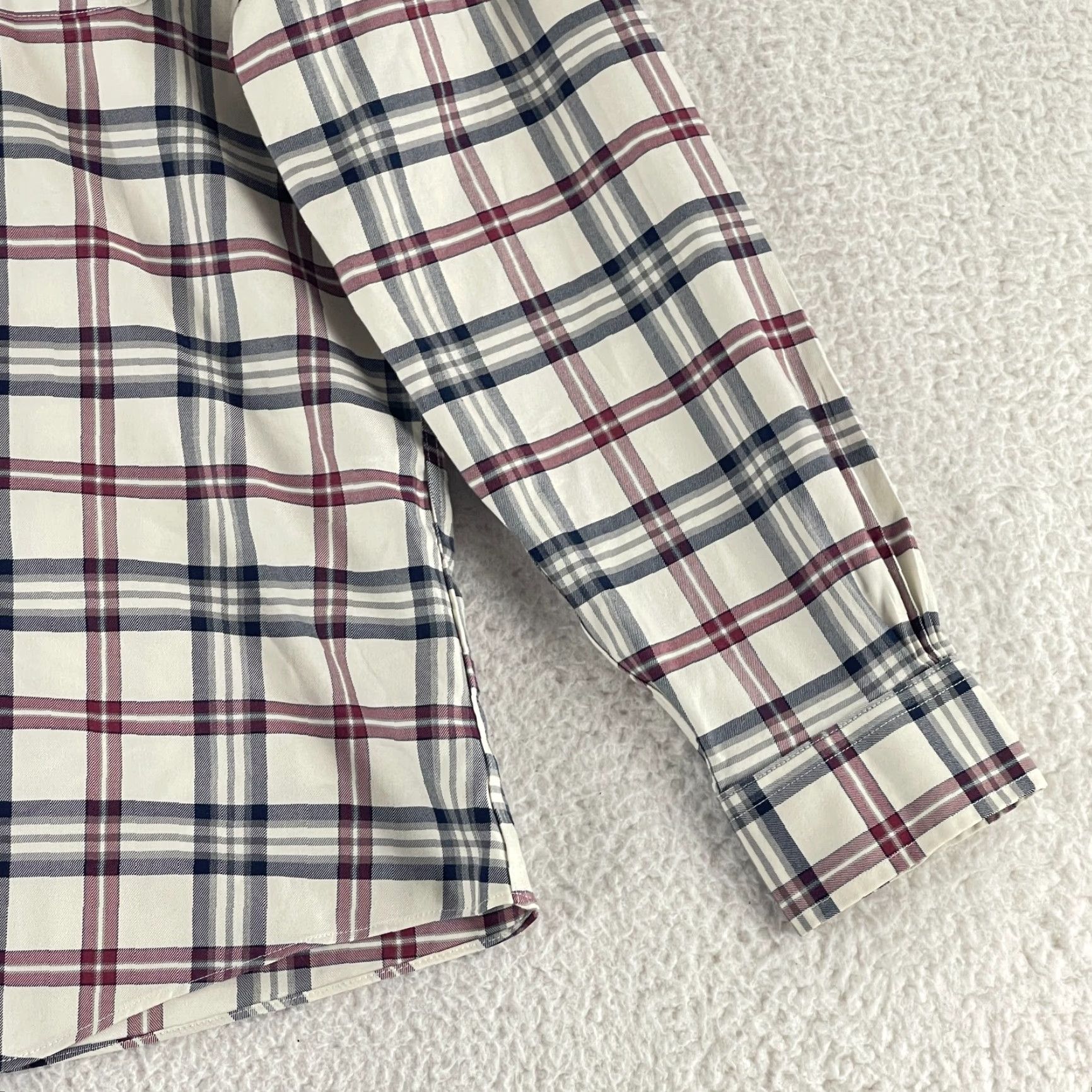 Brooks Brothers Brooks Brothers 1818 Ivory Plaid Button-Down Dress Shirt Mens Large Regent Fit Size 42R - 4 Thumbnail