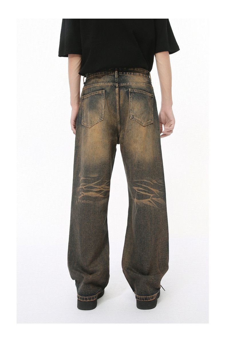 Japanese Brand × Jean Street retro scratched pattern distressed loose jeans Size US 32 / EU 48 - 4 Thumbnail