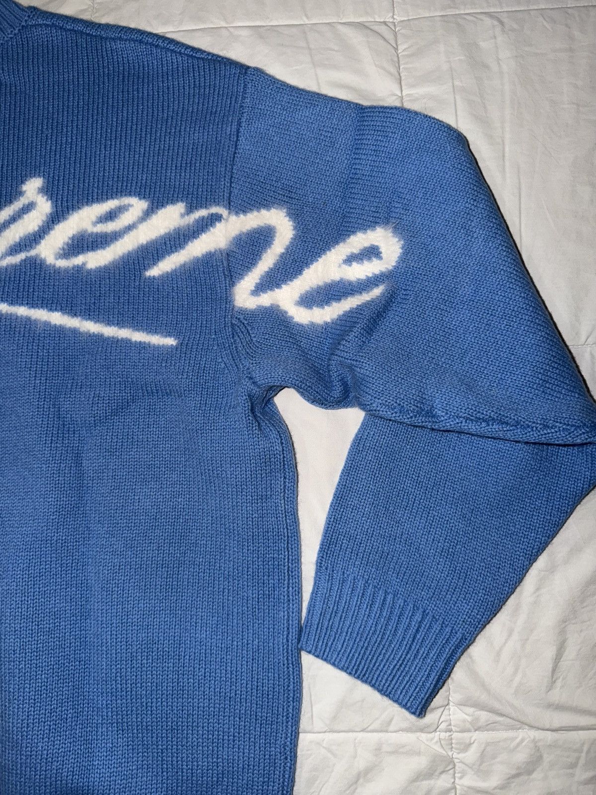 Supreme Supreme Angora Script Sweater Light Blue - Large Size US L / EU 52-54 / 3 - 2 Thumbnail