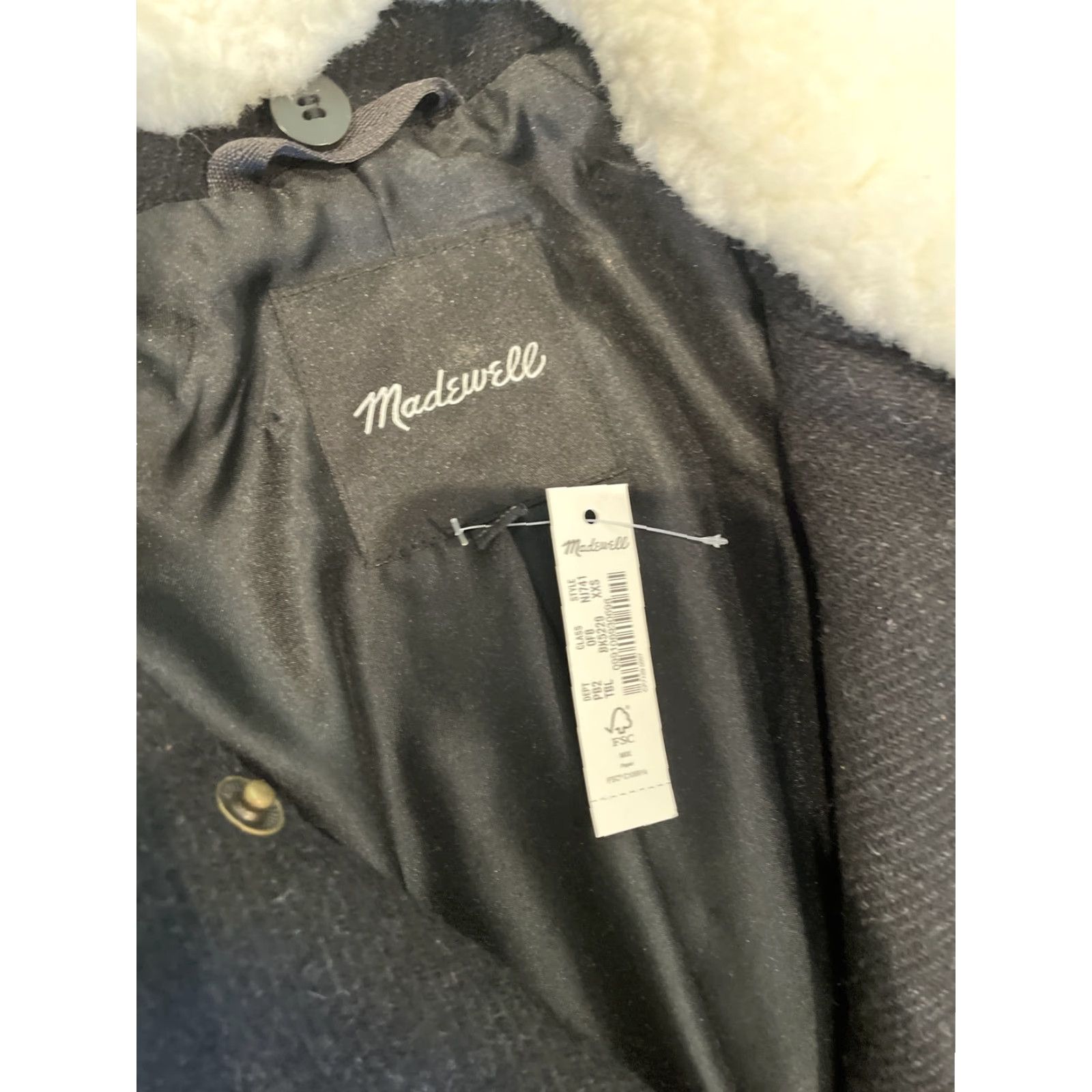 Madewell Madewell Coat Women XXS Gray Wool Blend Removable Faux Fur Full Zip Oversized Size XXS / US 00 / IT 34 - 7 Thumbnail