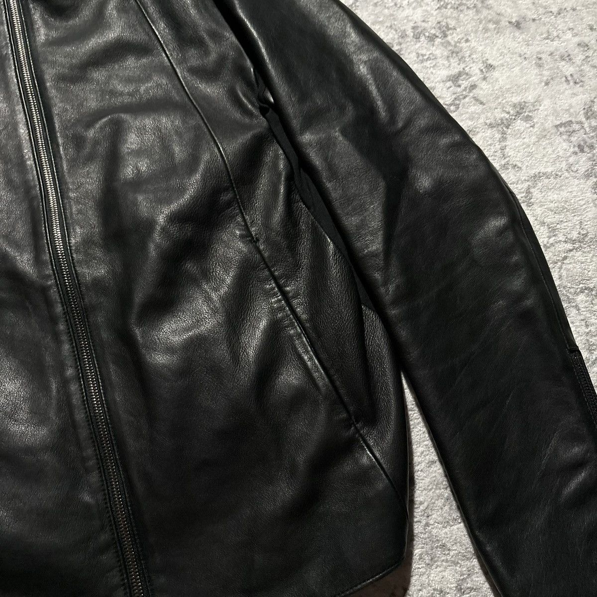 Shellac Shellac Paneled Hybrid High Neck Leather Jacket | Size 50 Size US L / EU 52-54 / 3 - 3 Thumbnail
