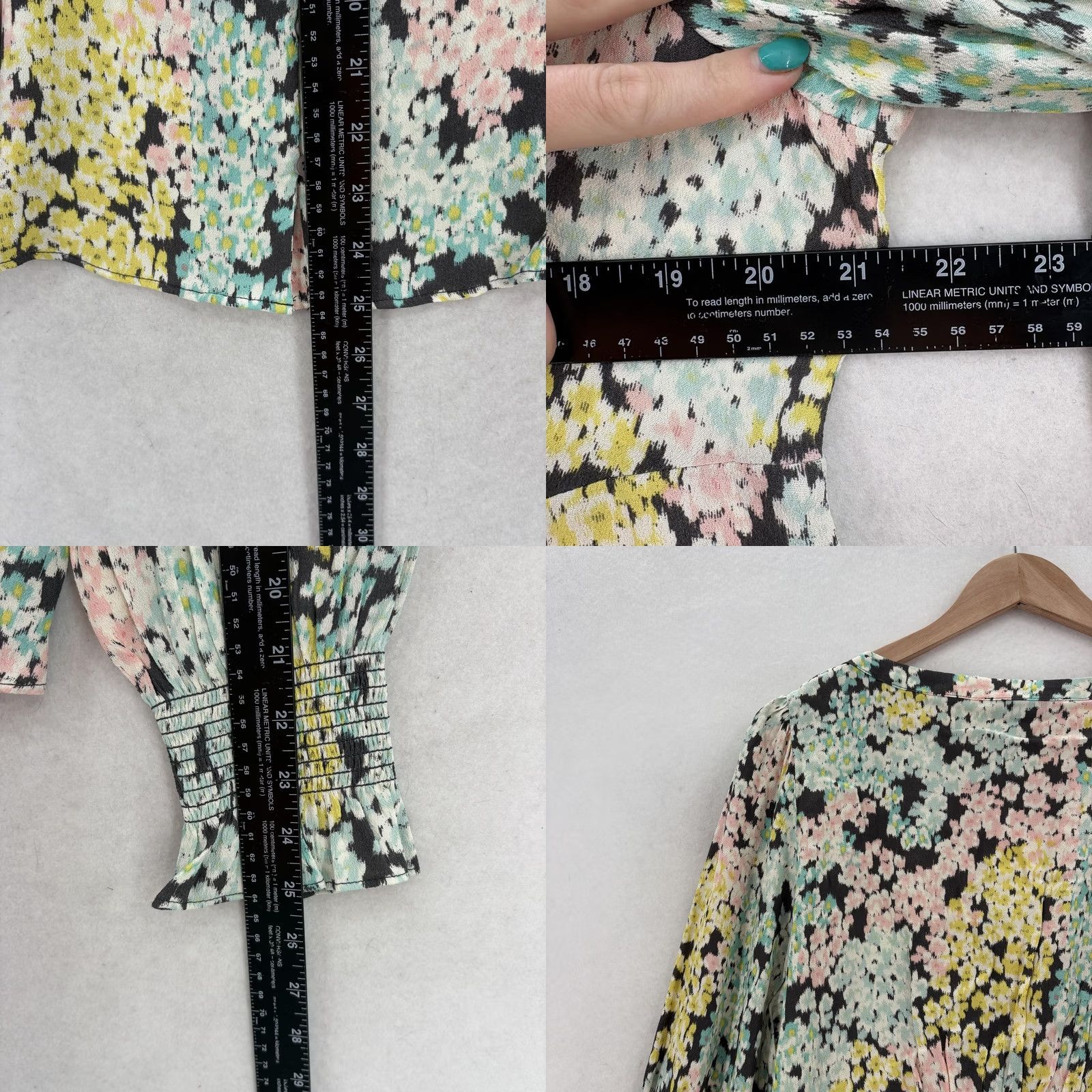 Loft Loft Womens Large Multicolor Floral Scoop Neck Button Front Long Sleeve Size L / US 10 / IT 46 - 8 Thumbnail