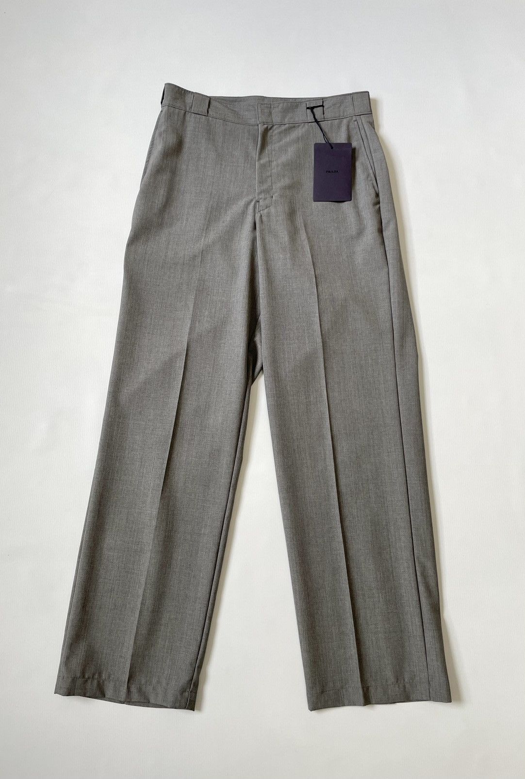 Prada S/S 24 Wide Leg Wool Work Trousers | Grailed