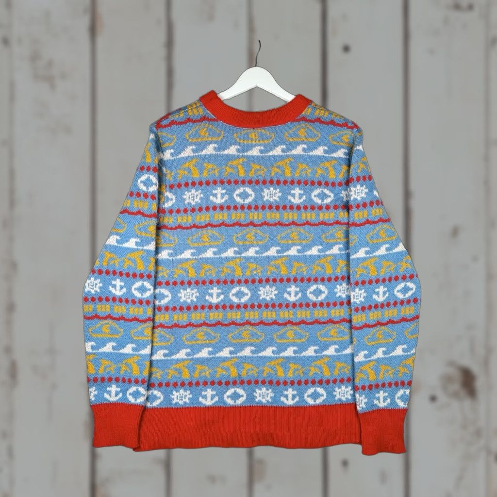 VINTAGE Captain Crunch Colorful Red Blue Sweater - Men's Medium - Made in USA