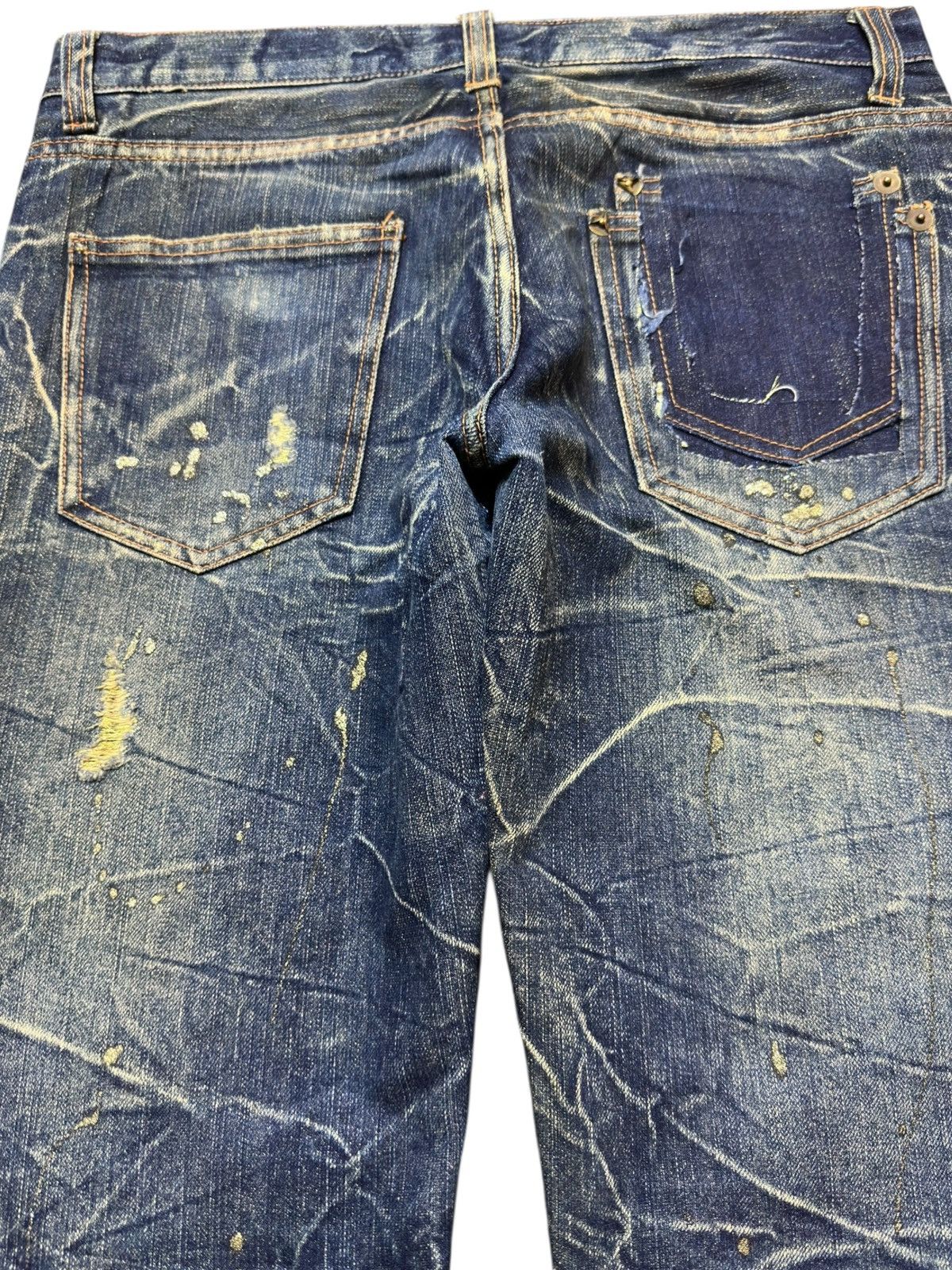 Tornado Mart Vintage Nylaus Premium Flare Paint Splatter Grunge Denim Size US 33 - 6 Thumbnail