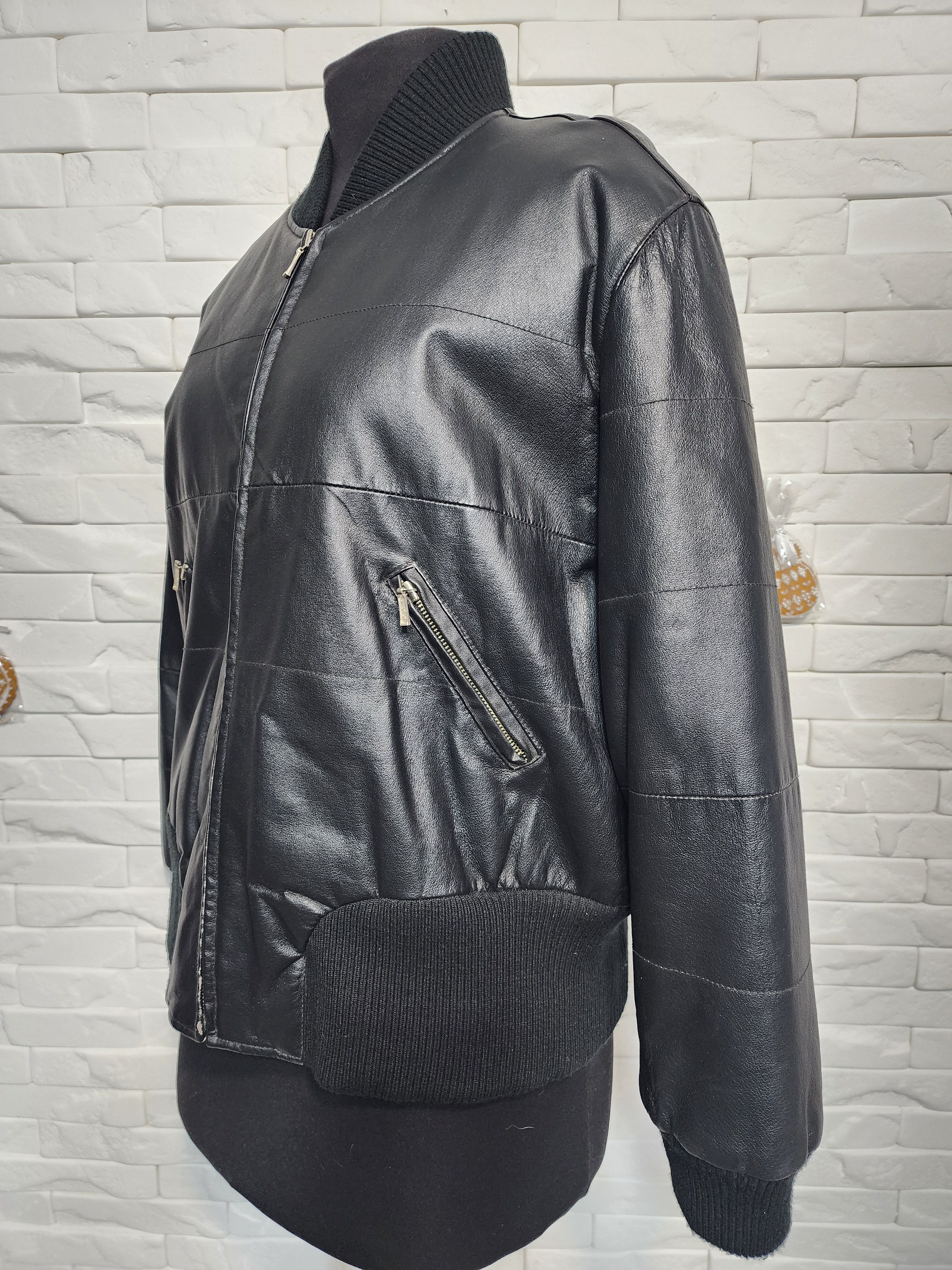 Other Black Leather Quilted Jacket: Men's Metal Zipper Bomber Size US L / EU 52-54 / 3 - 2 Thumbnail
