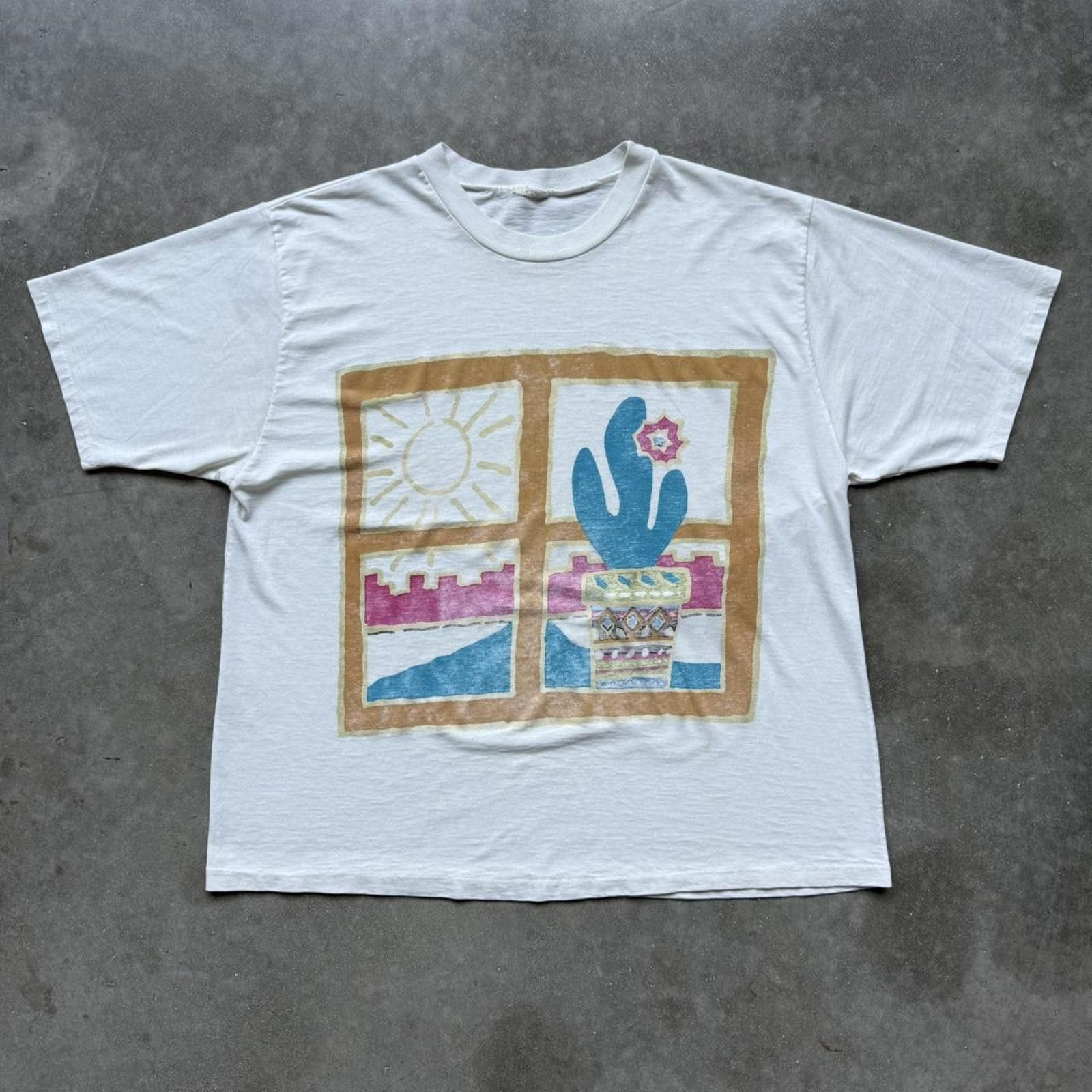 Other Window With Cactus Vintage Faded Graphic T-shirt Size US M / EU 48-50 / 2 - 1 Thumbnail