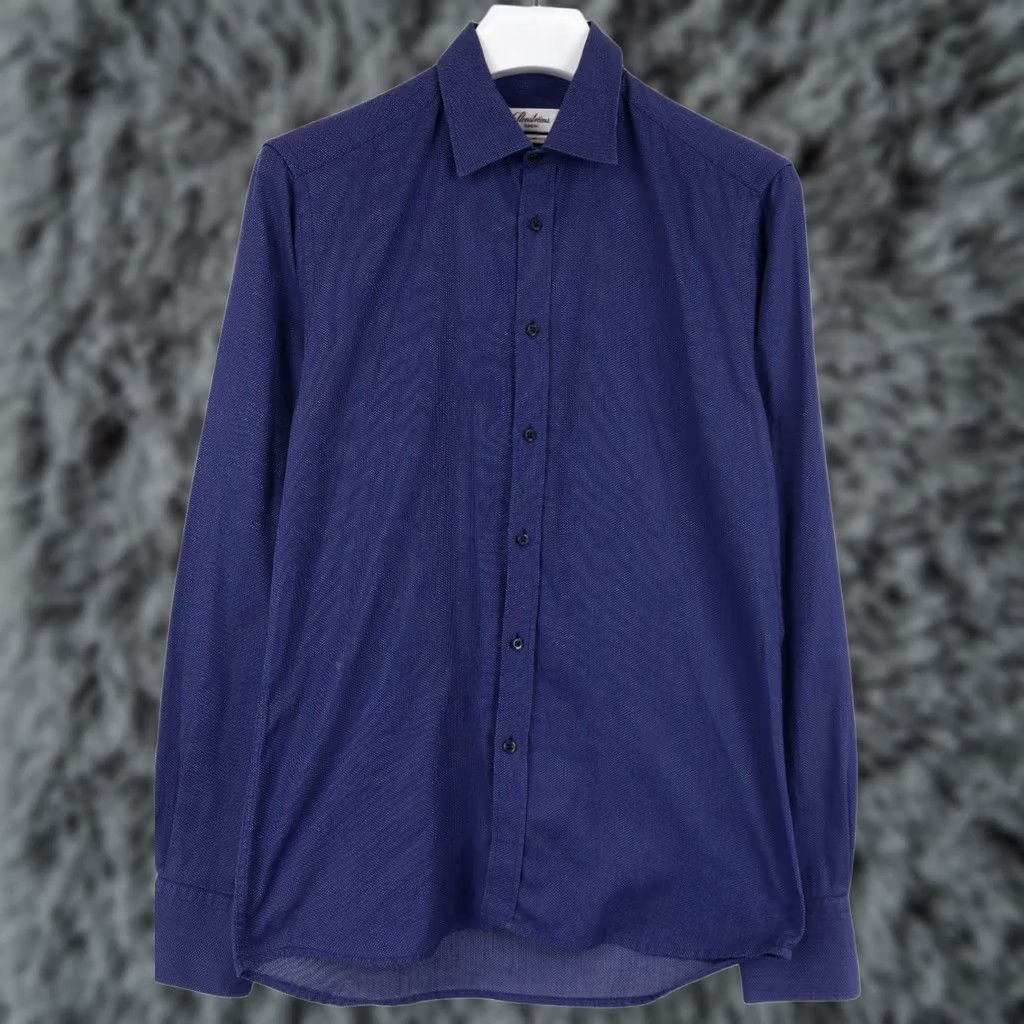 Vintage STENSTROMS Shirt Men's Twoford Super Cotton Slimline Collared Patterned Blue 39 Size US L / EU 52-54 / 3 - 1 Thumbnail