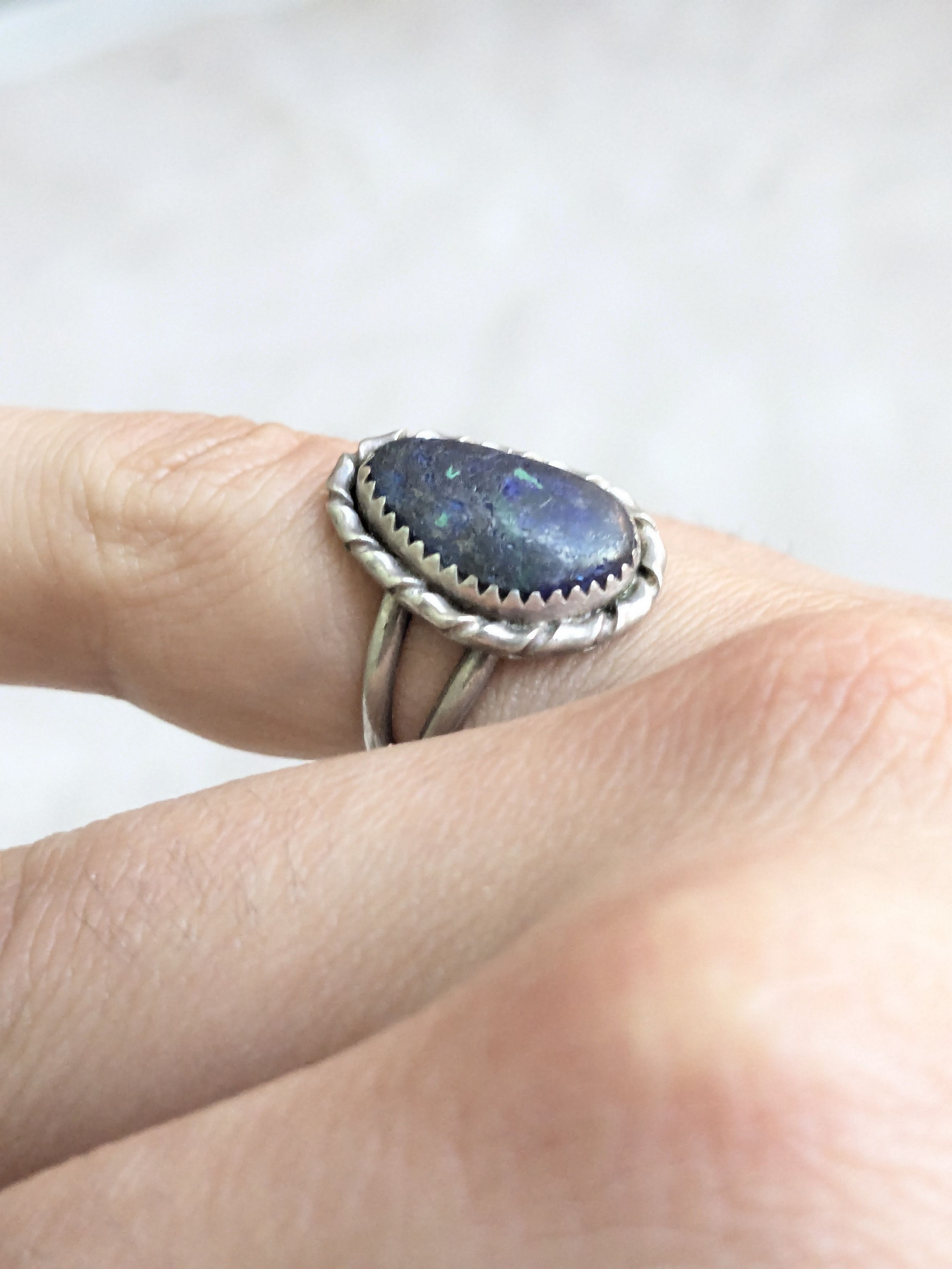 Sterling Silver Vintage Sterling Silver Ring Azurite 7.75 Native Southwest Size ONE SIZE - 12 Thumbnail