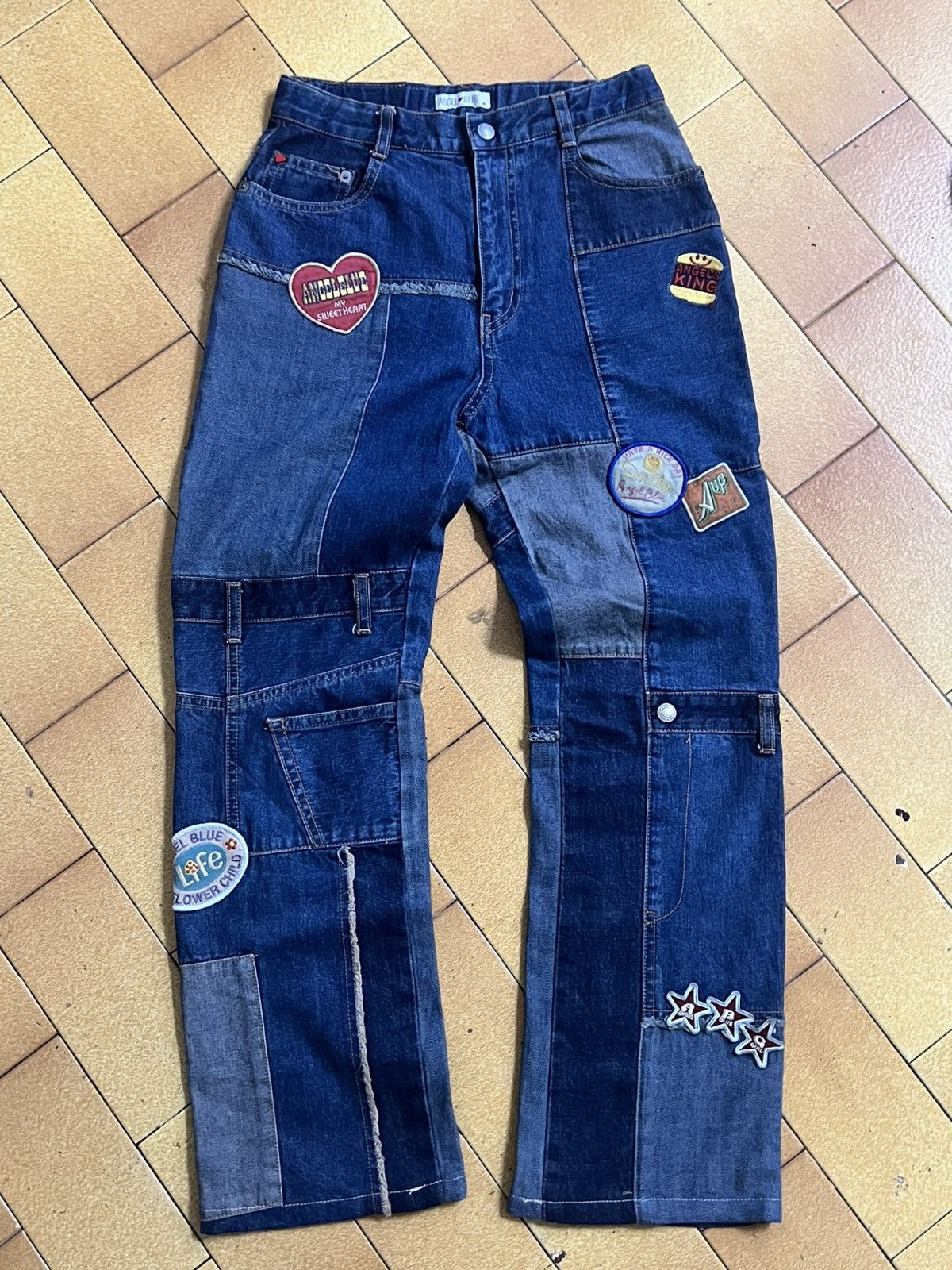 Angel Blue VINTAGE Angel Blue Patchwork Denim Jeans Y2K Japanese Brand Size US 26 / EU 42 - 1 Thumbnail