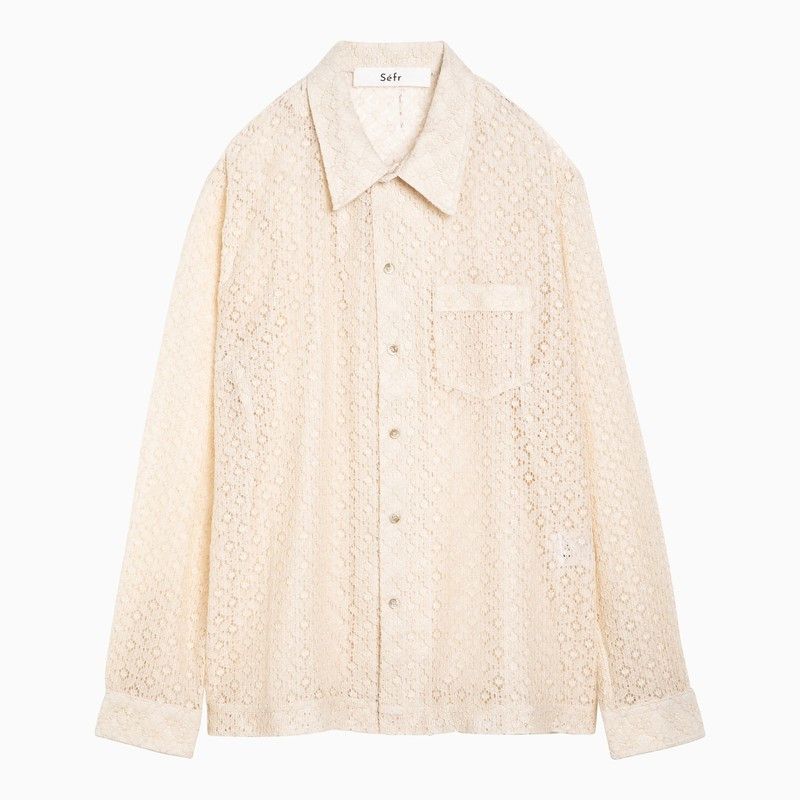 image of Sefr Jagou Shirt With Harmony Cotton Embroidery in Pink, Men's (Size Large)