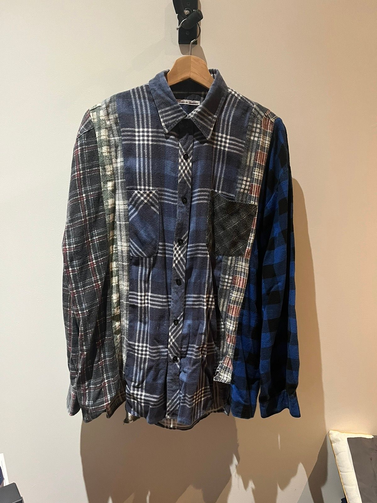 Pre-owned Needles Rebuild By  7-cut Flannel Shirt In Blue