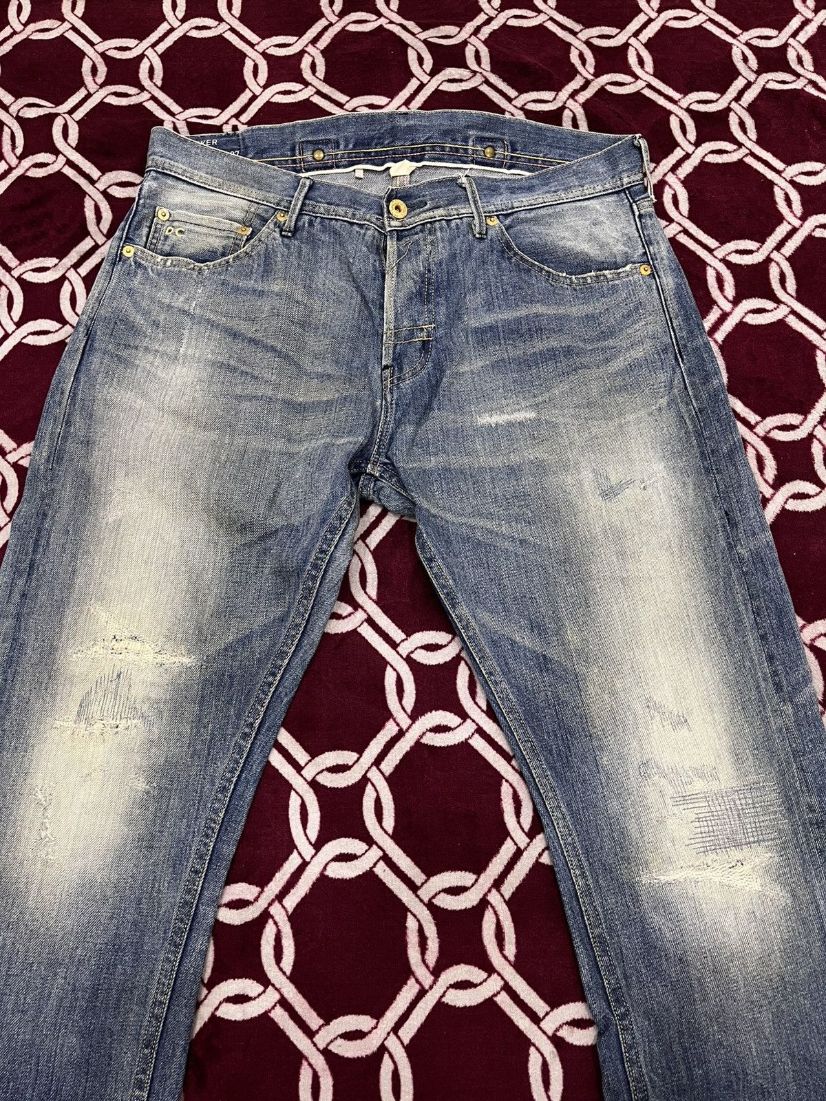Japanese Brand Deluxe Clothing Distressed Reworked Half Selvedge Denim Size US 34 / EU 50 - 7 Thumbnail