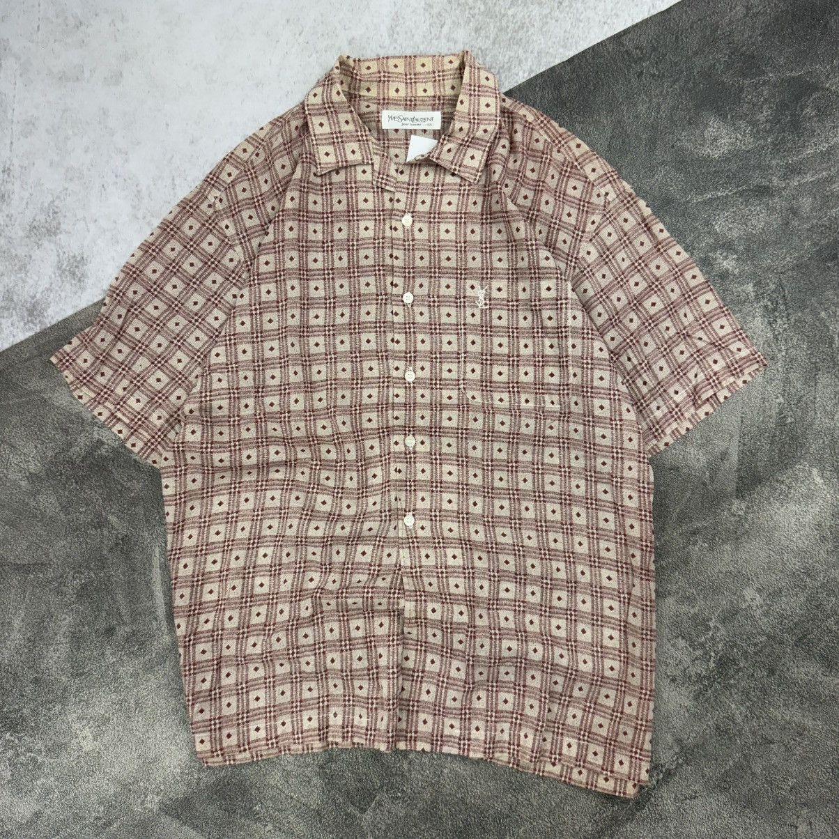 Yves Saint Laurent YVES SAINT LAURENT YSL grid buttonshirt Size US L / EU 52-54 / 3 - 1 Thumbnail