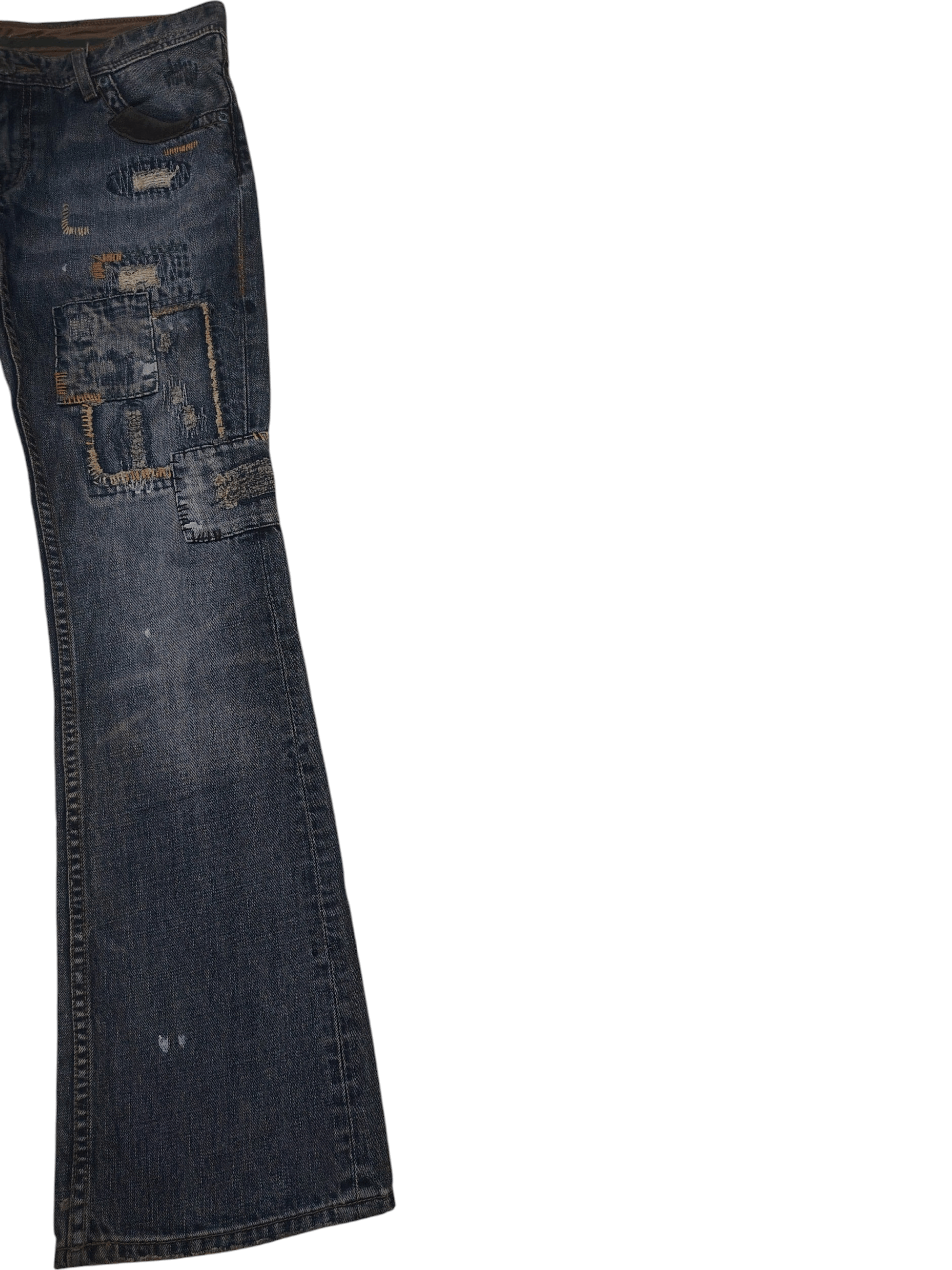 Undercover Rare!!! Back Number Patchwork Boro Flared Jeans Distressed Size US 32 / EU 48 - 5 Thumbnail