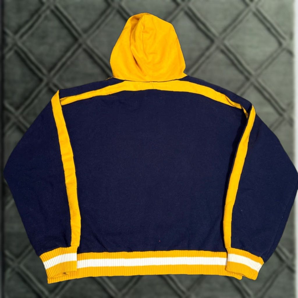 Vintage VINTAGE 1980s Navy Blue / Gold Pullover Cropped Workout Hoodie Sweatshirt M Women Blue Activewear Hoodie Size M / US 6-8 / IT 42-44 - 1 Thumbnail