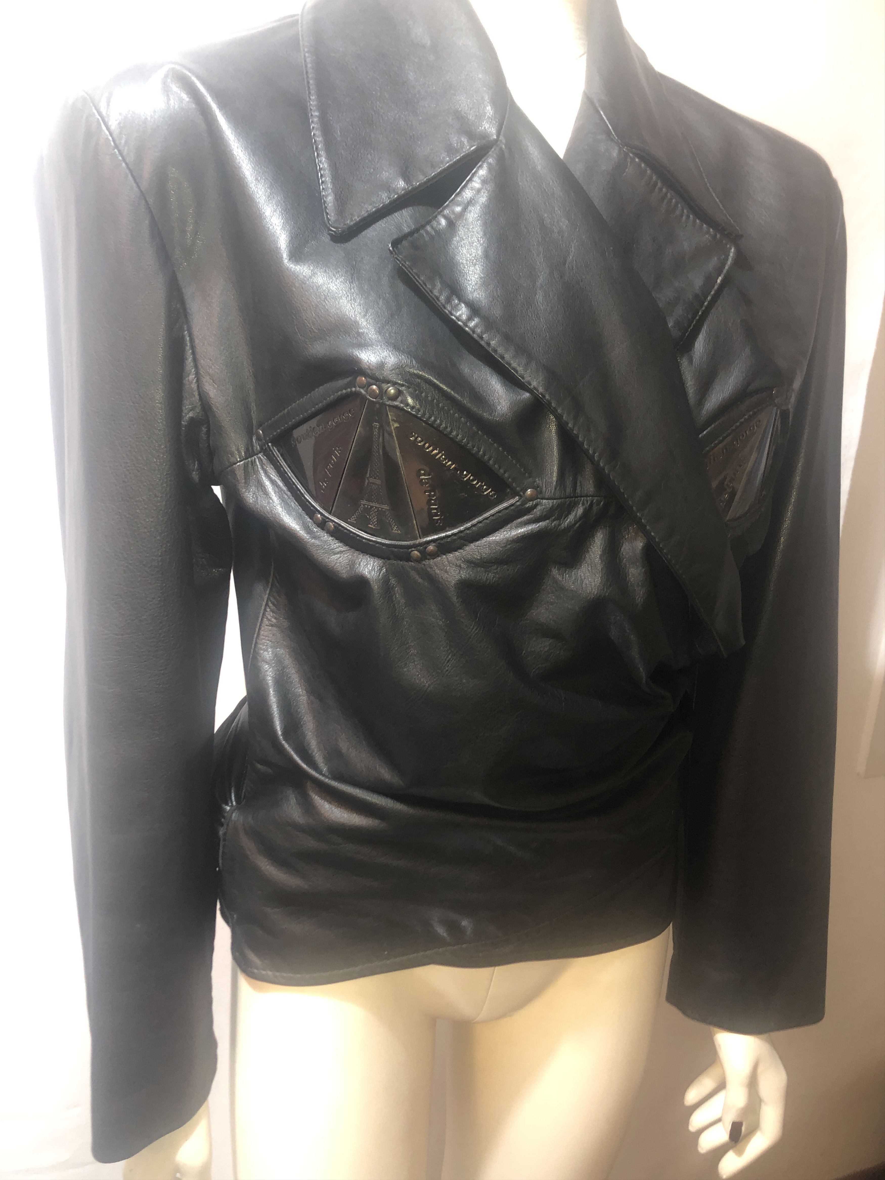 Calugi e Gianelli Metallic bra Bondage Leather Jacket Size L / US 10 / IT 46 - 2 Thumbnail