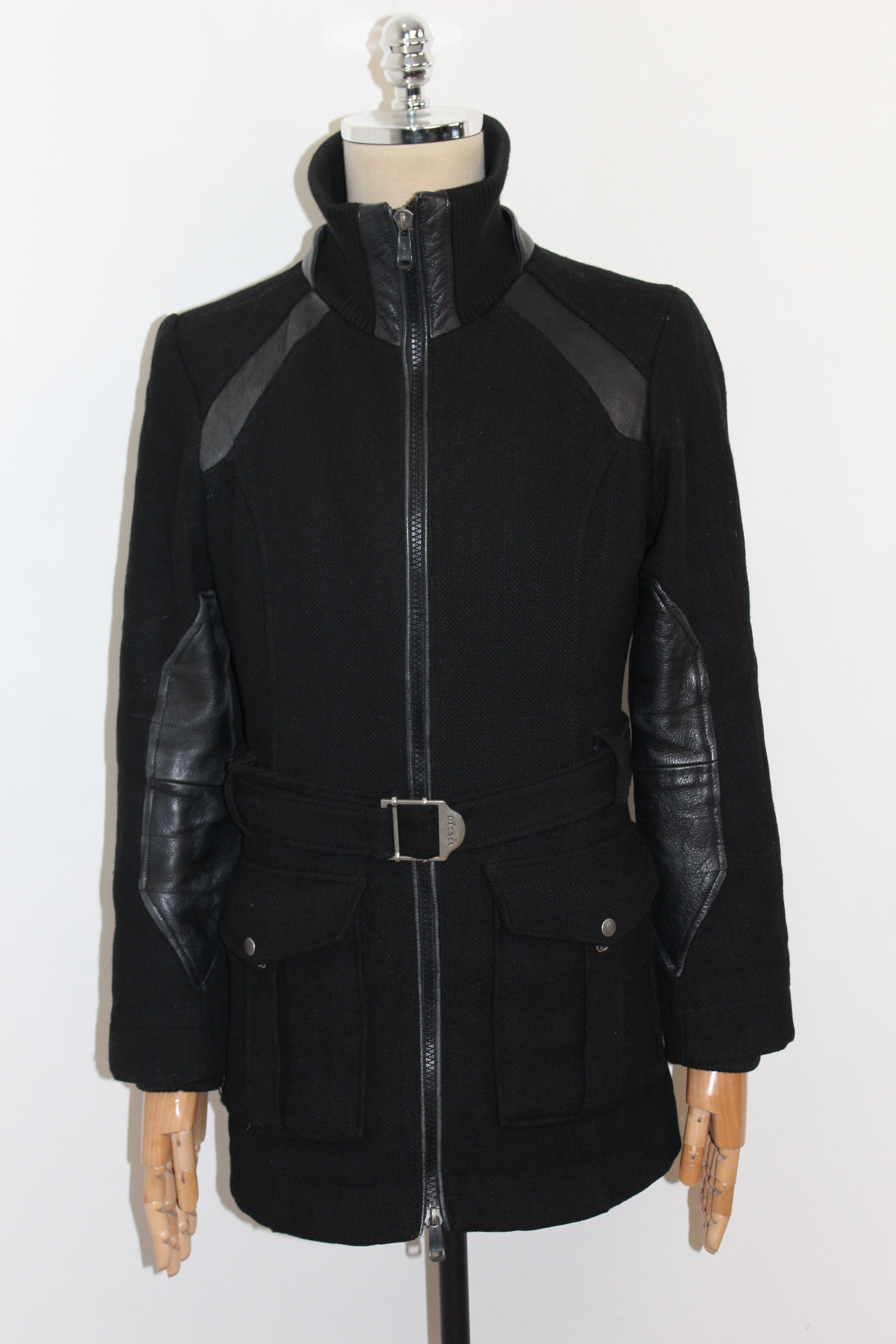 Diesel Unisex DIESEL Designer Black Belted Coat Jacket Size M Size US S / EU 44-46 / 1 - 1 Thumbnail