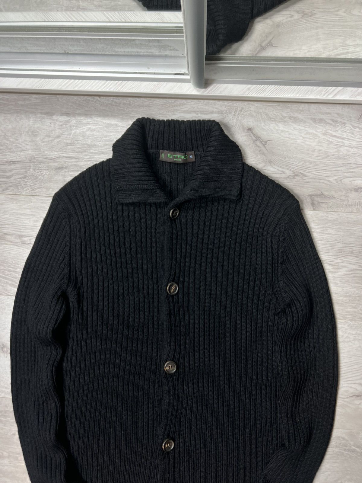 Etro Etro Milano Ribbed Button Up Cardigan Sweater High Collar Size US L / EU 52-54 / 3 - 2 Thumbnail