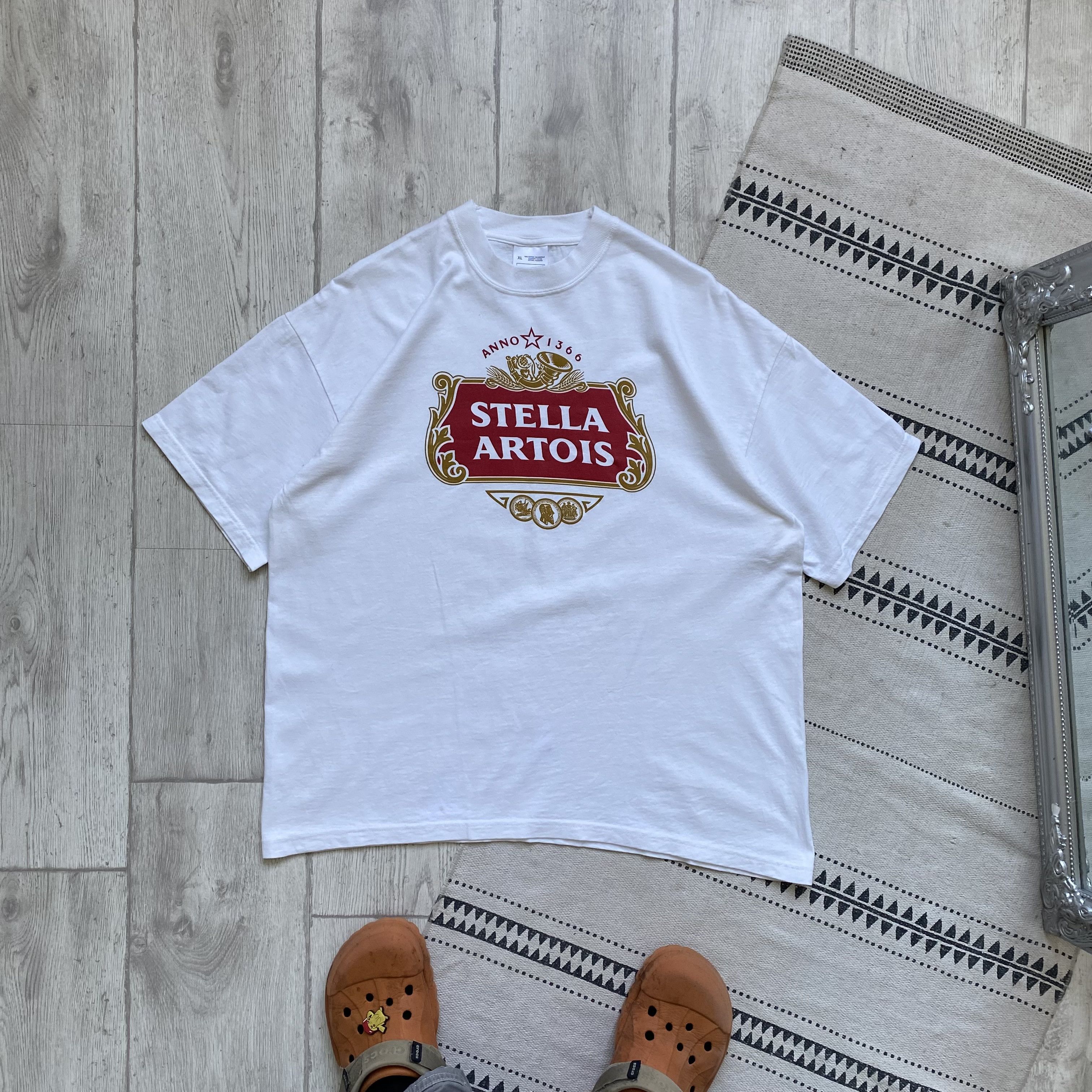 Budweiser Vintage 90s Stella Artois Tee Y2K Drink beer Big logo Size US M / EU 48-50 / 2 - 1 Thumbnail