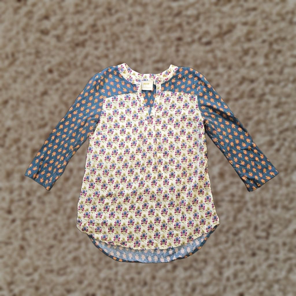 Vintage Maeve Top Womens Small Blue White Floral V Neck Popover Prarie Cottage Casual Shirt Blouse Womens Size S / US 4 / IT 40 - 1 Thumbnail