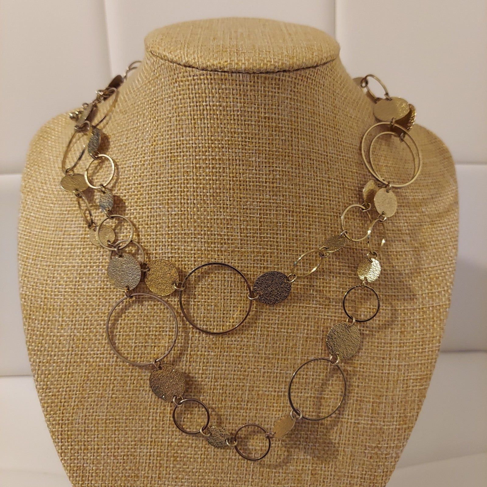 Vintage Vintage NY Gold Tone Hoops & Circles Layered 16" Necklace Size ONE SIZE - 1 Thumbnail