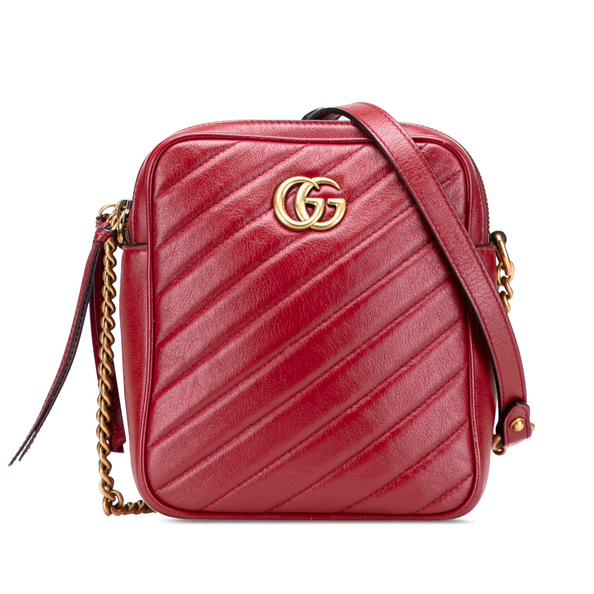 Gucci Gucci GG Marmont Matelasse Leather Double Zip Crossbody Size ONE SIZE - 1 Thumbnail