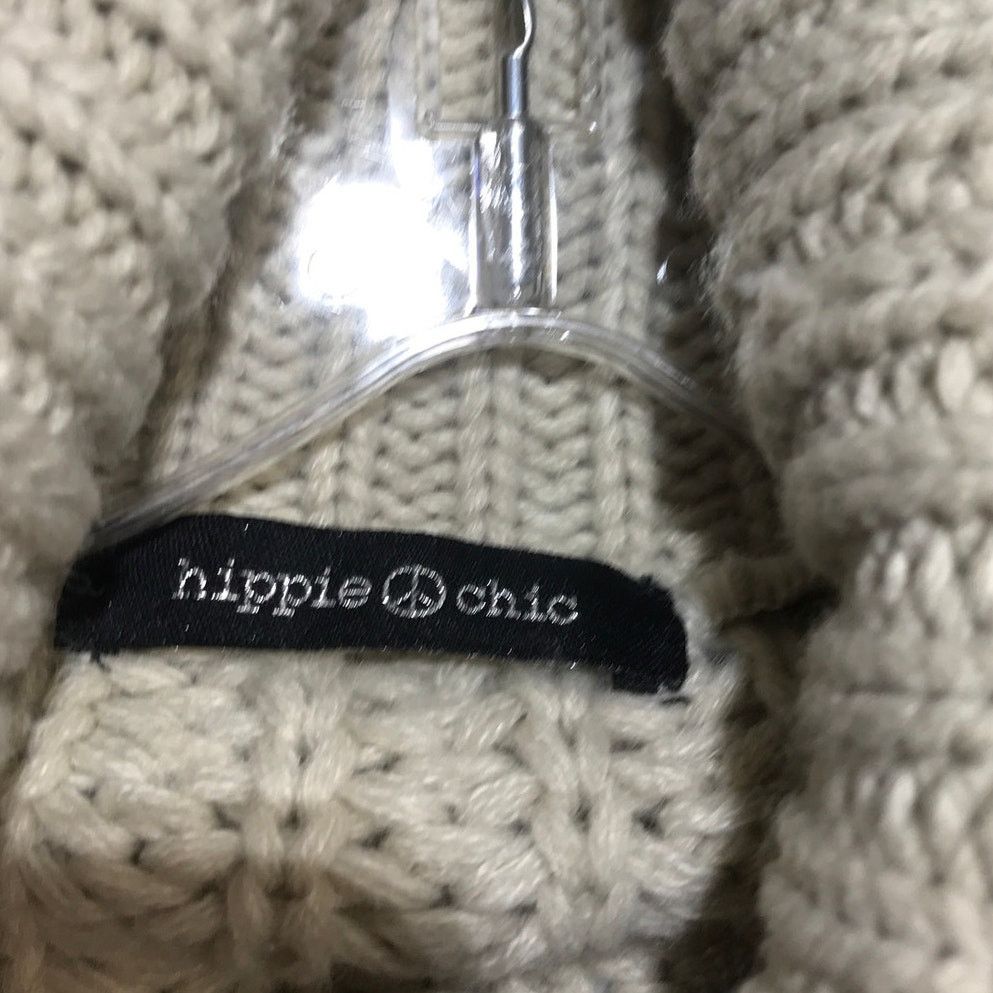 Other Hippie Chic Tan Cable Knit High Neck Long Sleeve Sweater Size XL / US 12-14 / IT 48-50 - 3 Thumbnail