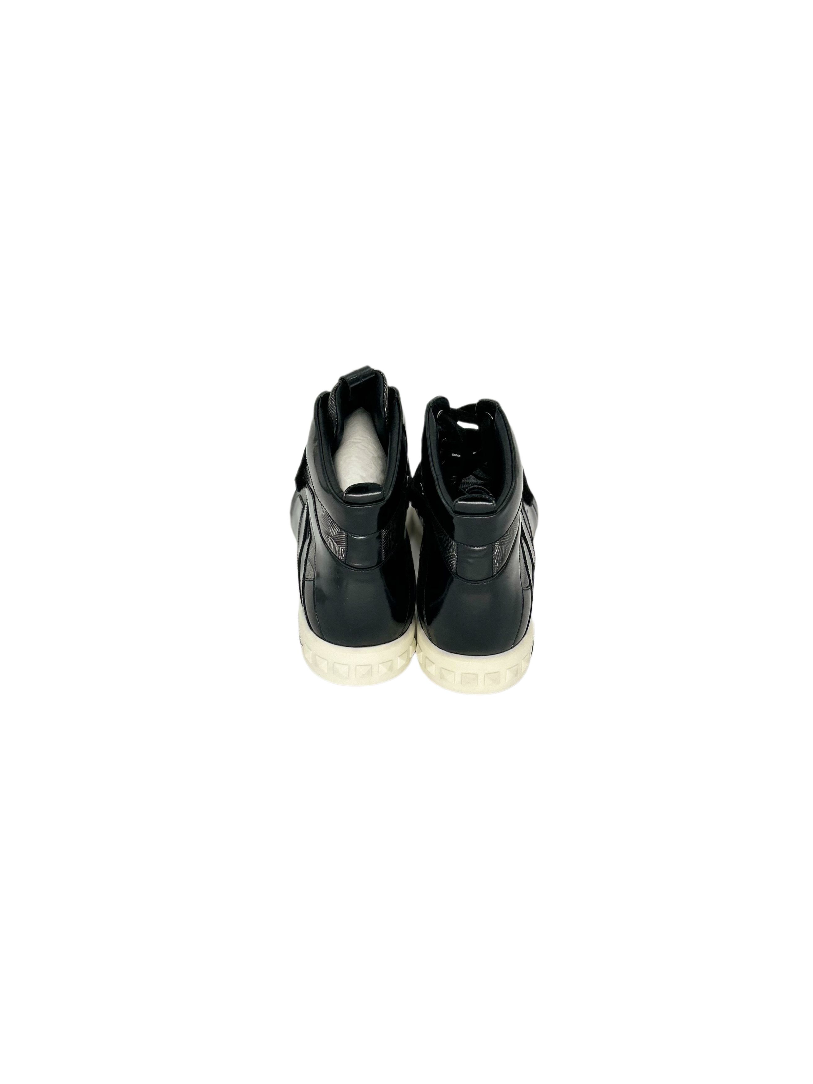 Balmain BALMAIN BLACK & SILVER HIGH TOP TRAINERSWITHGEOETRIC PATTERN Size US 12 / EU 45 - 5 Thumbnail