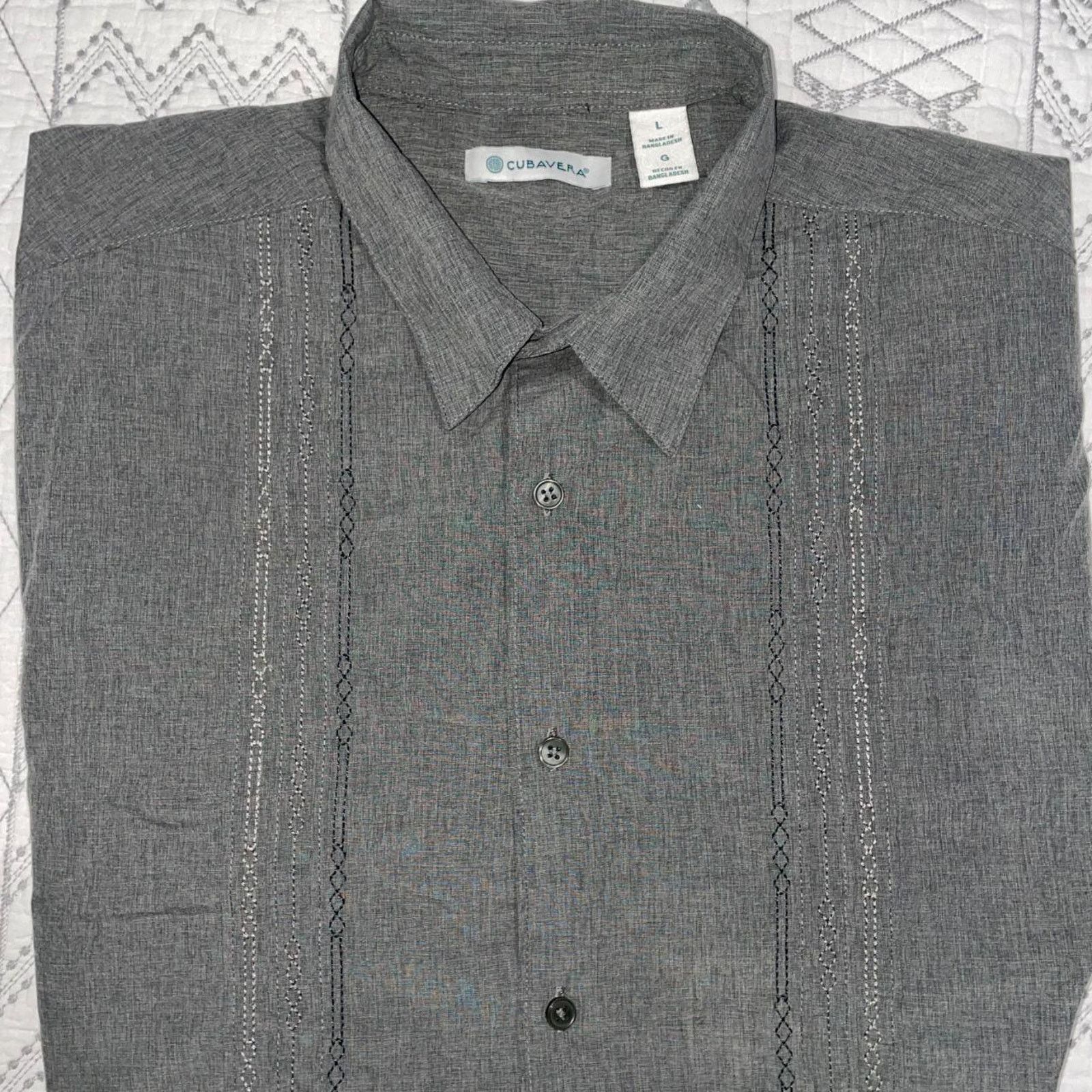 Cubavera Cubavera Men's Geo Embroidered Panel Chambray Shirt Size US L / EU 52-54 / 3 - 1 Thumbnail