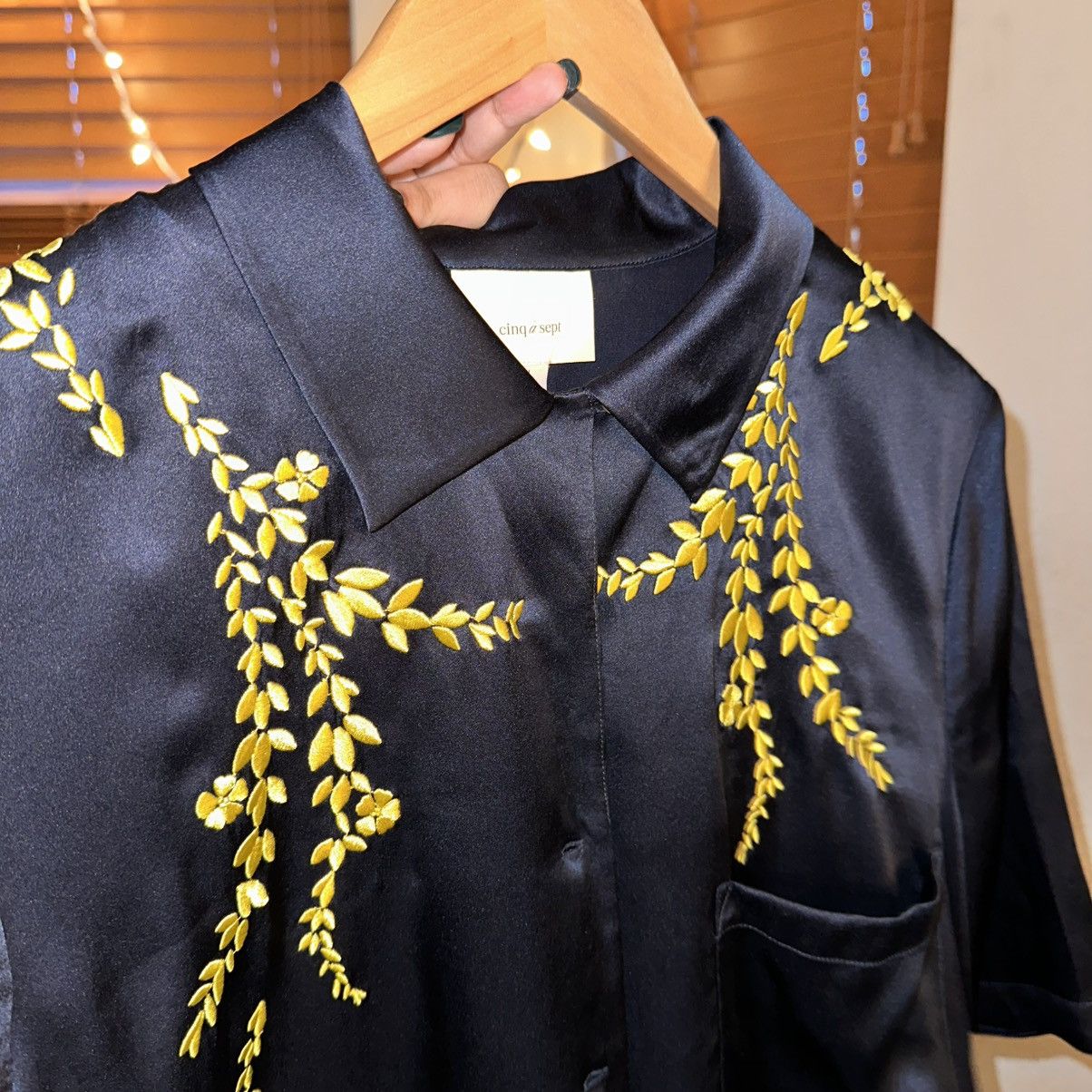Cinq a Sept cinq à sept dark blue blouse 100% silk Size L / US 10 / IT 46 - 6 Thumbnail