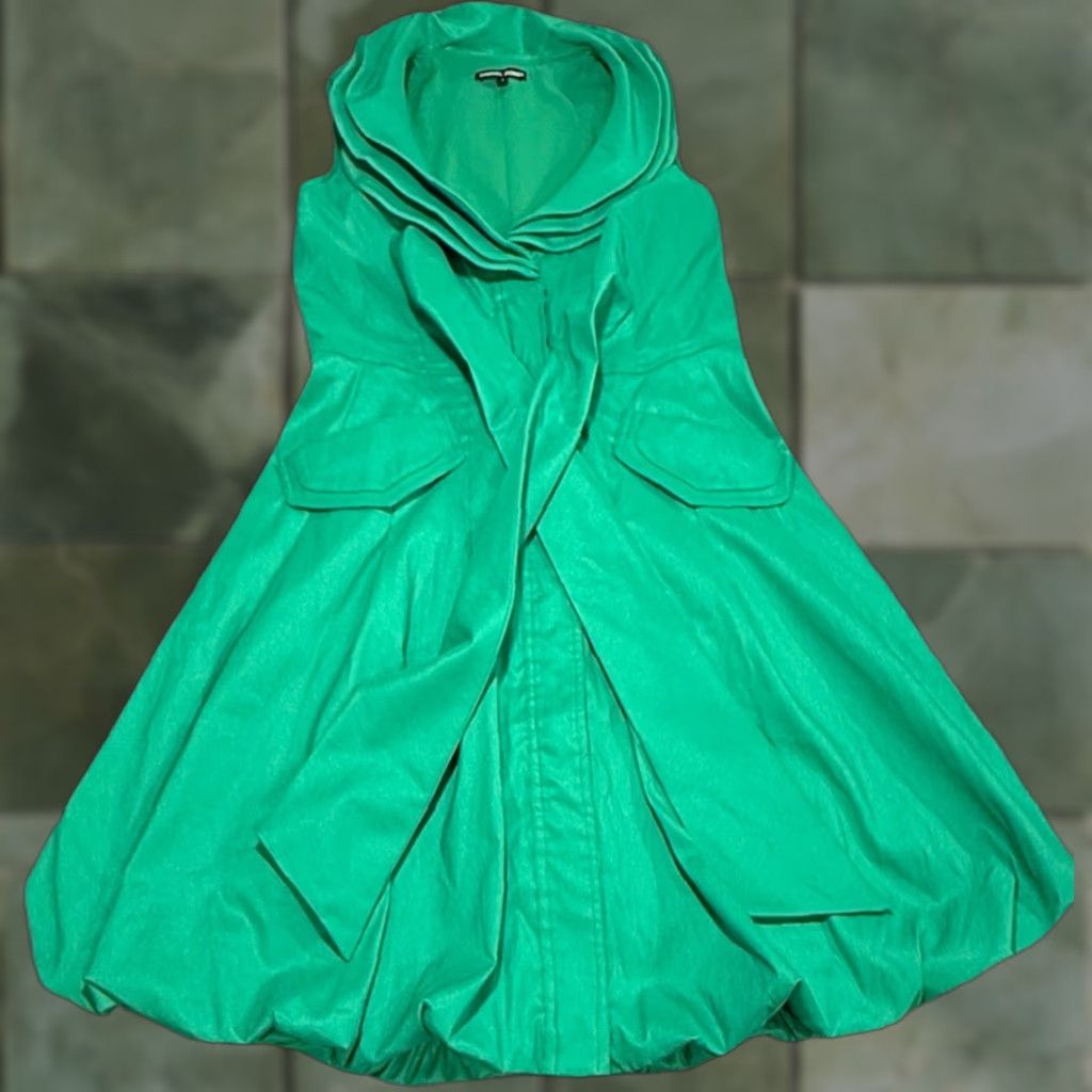 Samuel Dong Emerald Green Ruffle Bubble Hem Sleeveless Mini Dress Tie  Pockets S - threedaughtersproperties.com