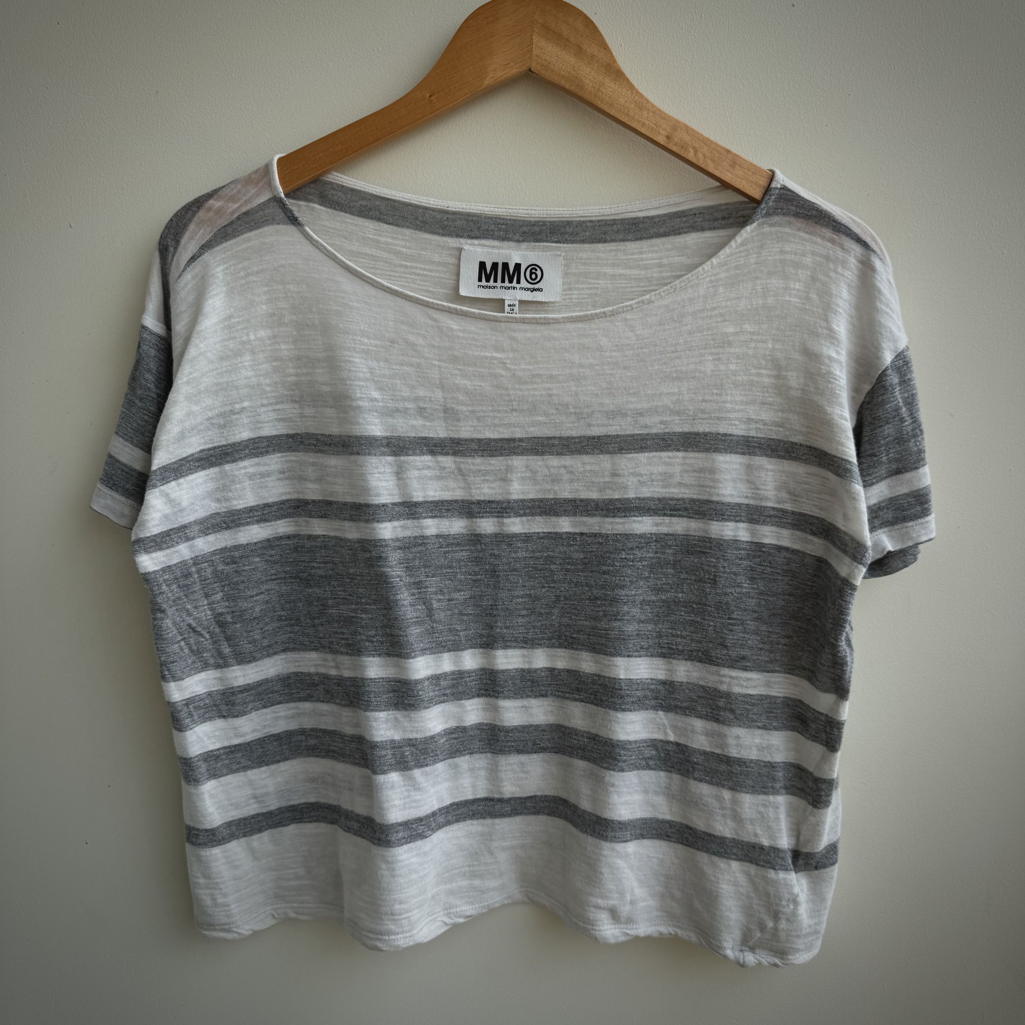 Maison Margiela Maison Margiela MM6 Archive Cropped Striped Tee Size US S / EU 44-46 / 1 - 1 Thumbnail