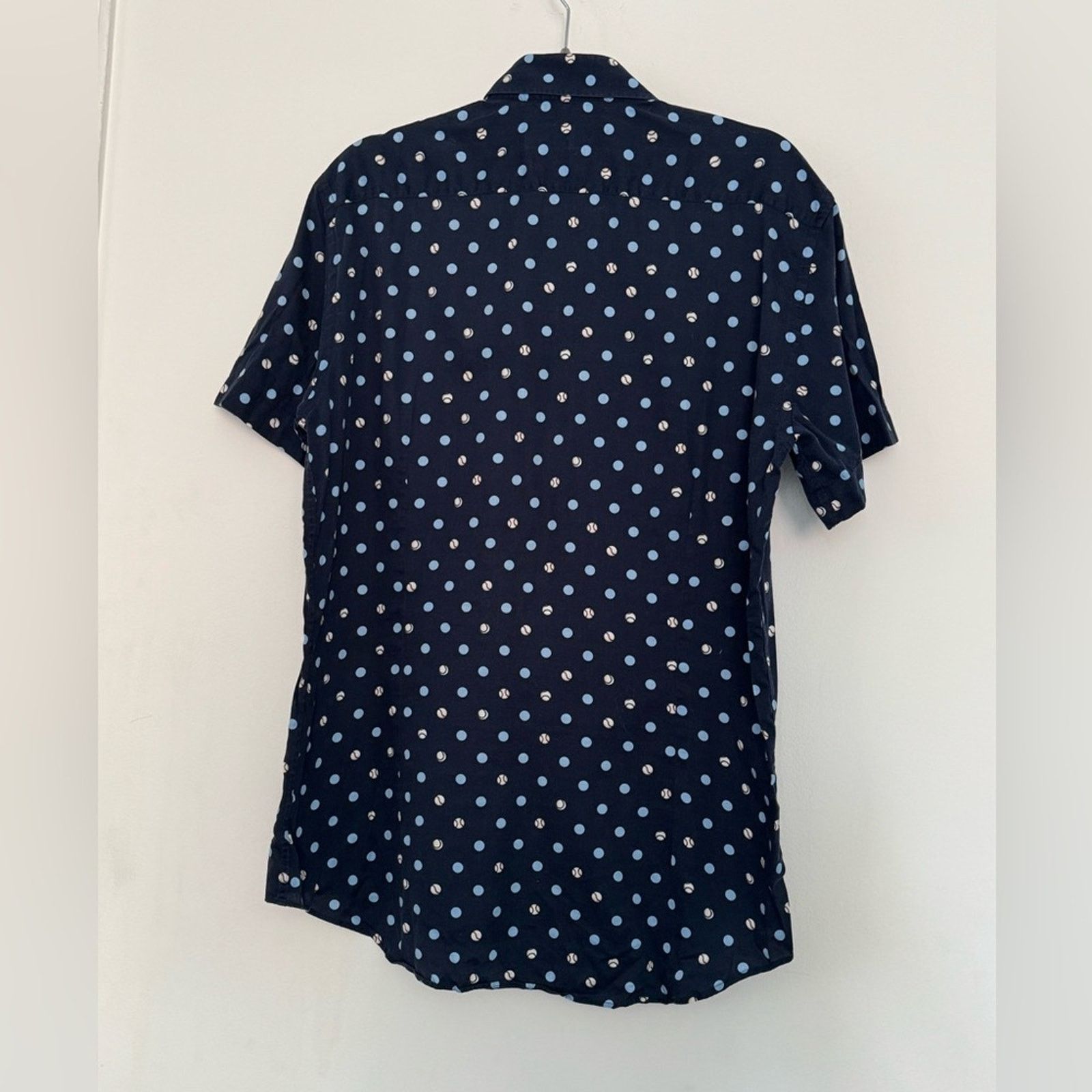 Etro Etro Men's Navy Baseball Inspired Polka Dot Shirt Size US M / EU 48-50 / 2 - 2 Thumbnail