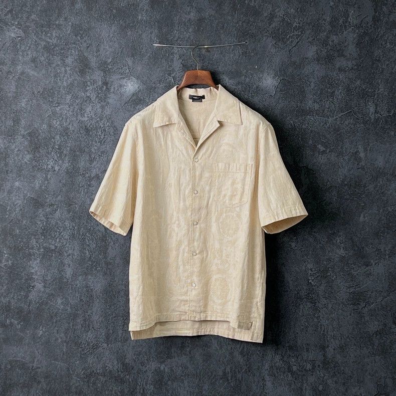 Versace Versace Dark pattern embroidered short-sleeved shirt Size US M / EU 48-50 / 2 - 1 Thumbnail